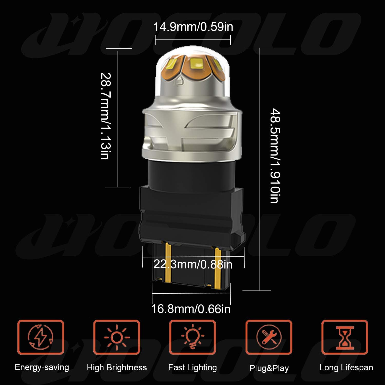 HOCOLO 3157 3156 3357A 3457A 3047 6000K Xenon White Ultra Bright Car LED Light Bulbs-Backup Reverse Turn Signal Switchback Tail Brake Lamp Projector(2Pcs 3157 3057 3155 3357 3457 4057 4114 4157 3056) image number 5