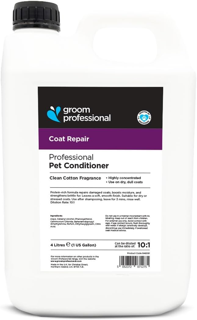 Groom Professional Coat Repair Dog Conditioner (4L) - Salon Size 10:1, Intensive Care for Dry & Damaged Coins, Makes Soft & Shiny, Produced in UK image number 3