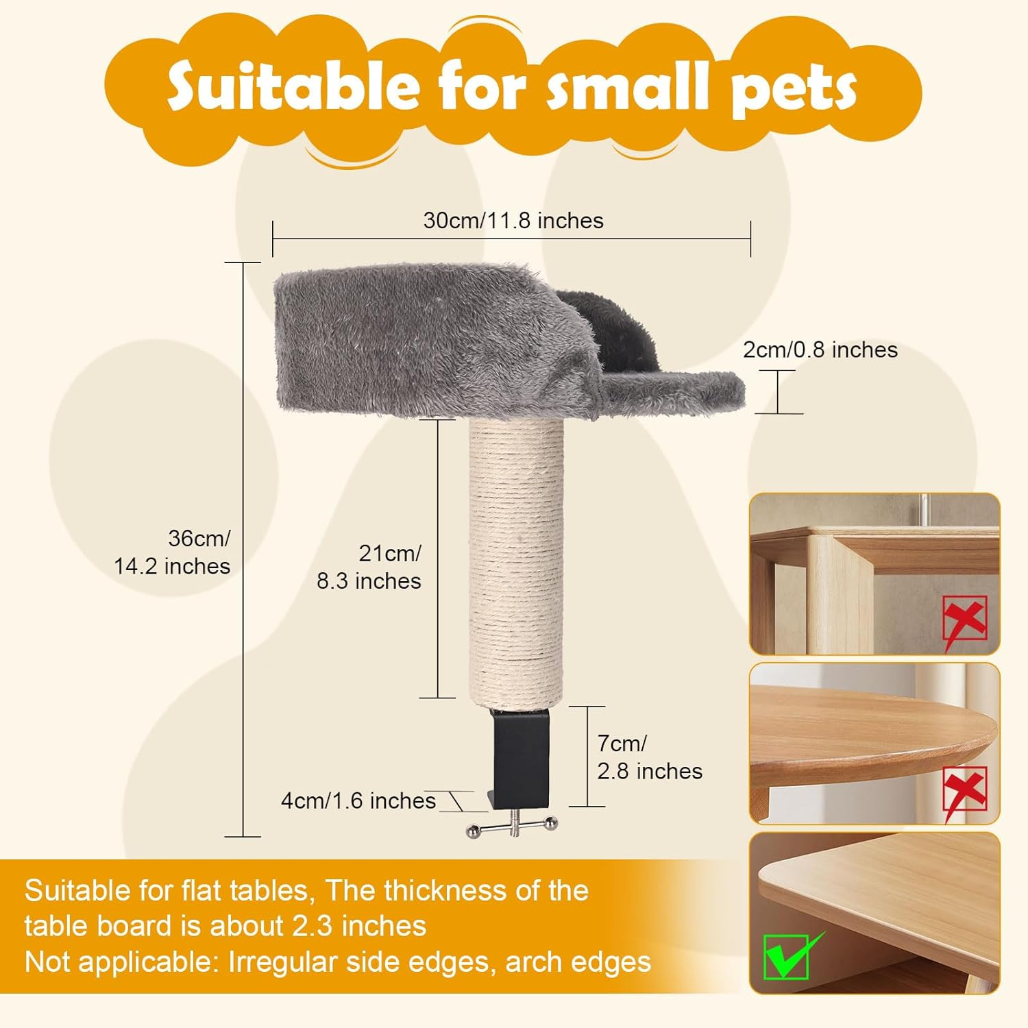 Cat Desk Bed with Scratching Pillar Plush Soft Padding Allow Your Lovely Cat Study and Work with You up to 9 Lb Load image number 4