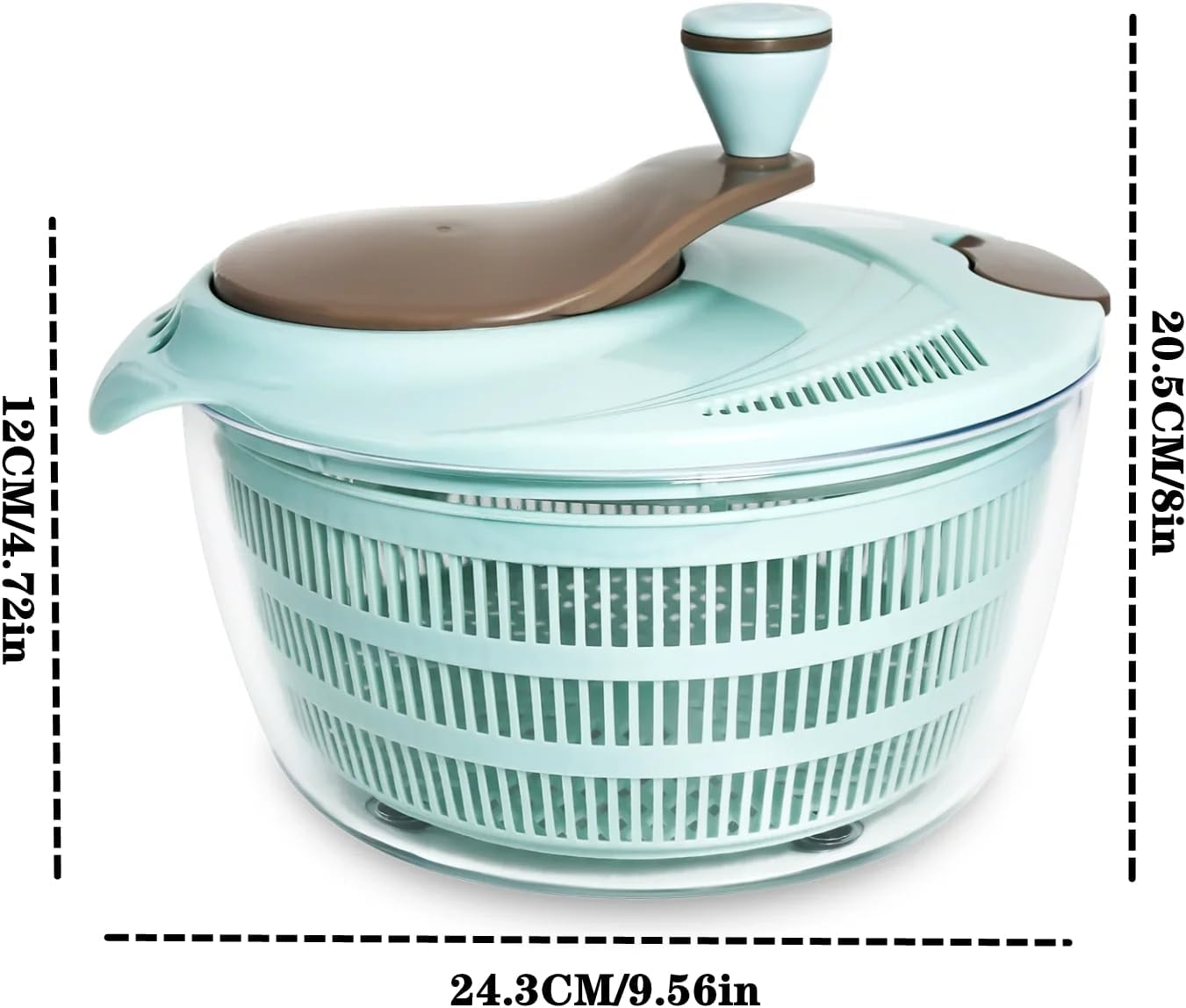 4L Salad Spinner - Non-Slip Vegetable & Fruit Washer/Dryer for Households, Easy-Clean Kitchen Gadget for Greens, Herbs & Vegetables (Blue) image number 3