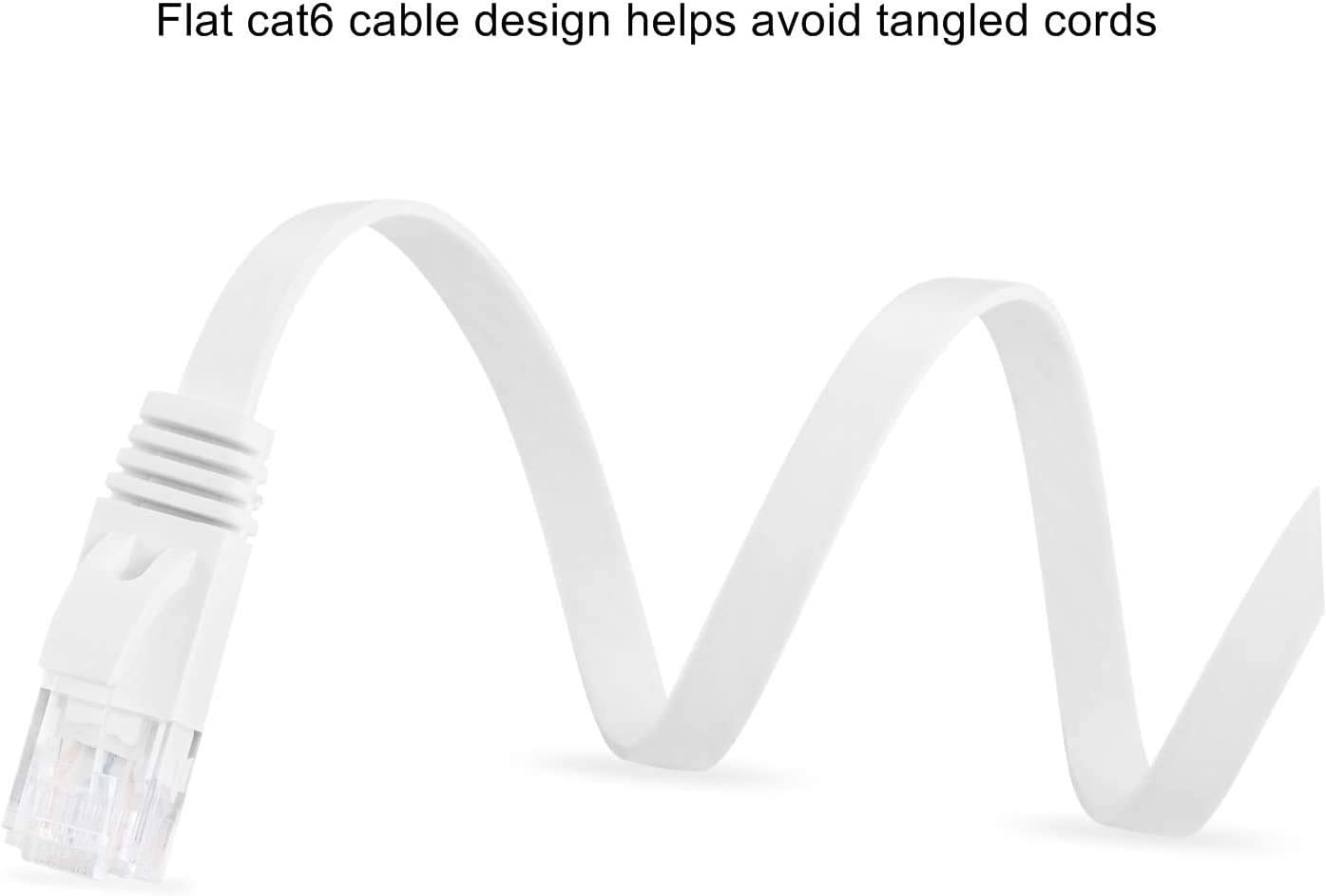 Ethernet Cable Cat6 7.6M / 25Ft White - Flat Network LAN Patch Cords &ndash; Solid Cat6 High Speed Computer Internet Wire with Clips & Rj45 Connectors for Router&ndash; Faster than Cat5E/Cat5 image number 3