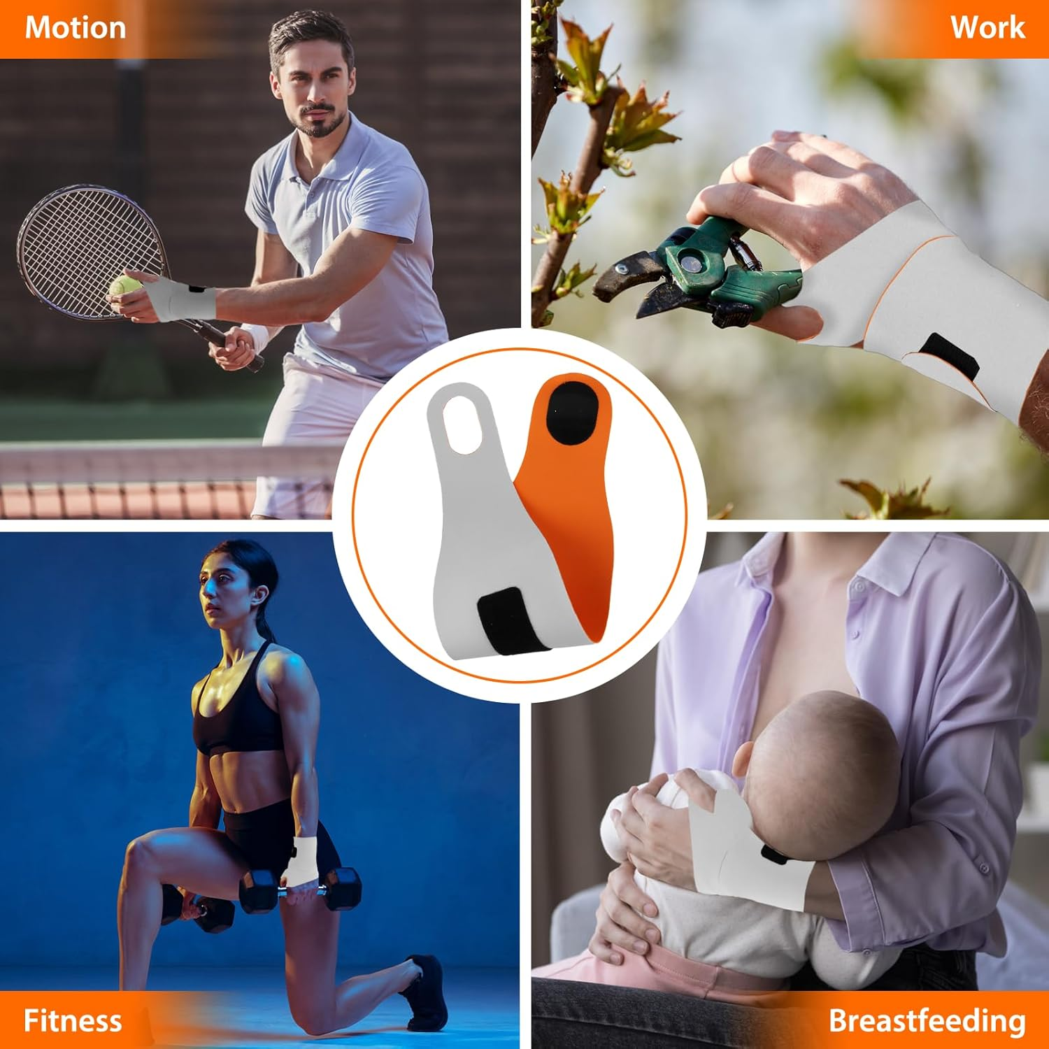 2 Pcs Wrist Support Brace, Lightweight Breathable Adjustable Wrist Support Brace, Relieves Carpal Tunnel Syndrome and Sore, Carpal Tunnel for Full Time Mother Keyboard Player Tennis(Gray) image number 4