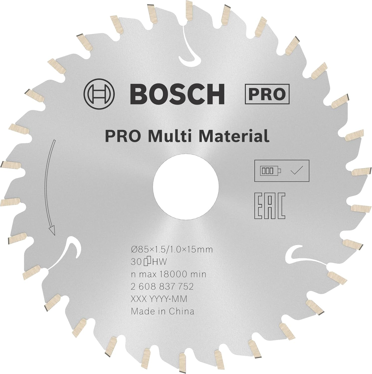 Bosch Professional Standard Circular Saw Blade for Multi Material (85 X 15 X 1.5 Mm, 30 Teeth, Accessories: Cordless Circular Saw) image number 2