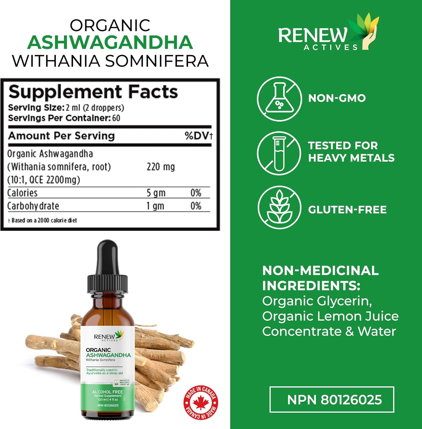 Renew Actives Organic Ashwagandha Liquid &ndash; Fast-Absorbing Formula for Cognitive Function, Memory, Energy, Stress Reduction, Restful Sleep, Immune Health, Vitality & Mental Clarity &ndash; 120 Ml image number 3