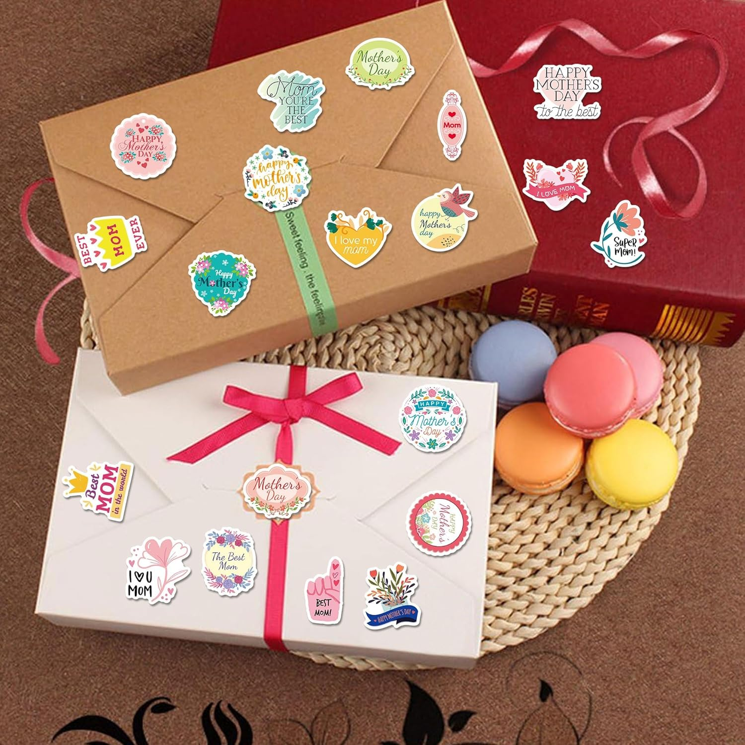 Kvadouly 100 Pcs Mothers Day Label Stickers &ndash; Decorative Stickers for Gift Bags, Envelopes, Cards, and Holiday Packaging image number 2