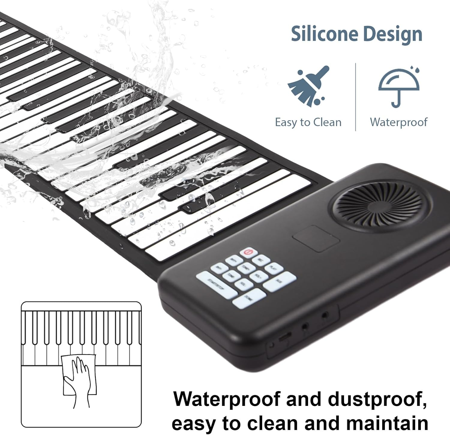 88 Key Portable Piano Handroll Electronic Piano Environmental Silicone Foldable Piano Home Practice Electronic Piano without Speaker for Travel Beginners image number 5