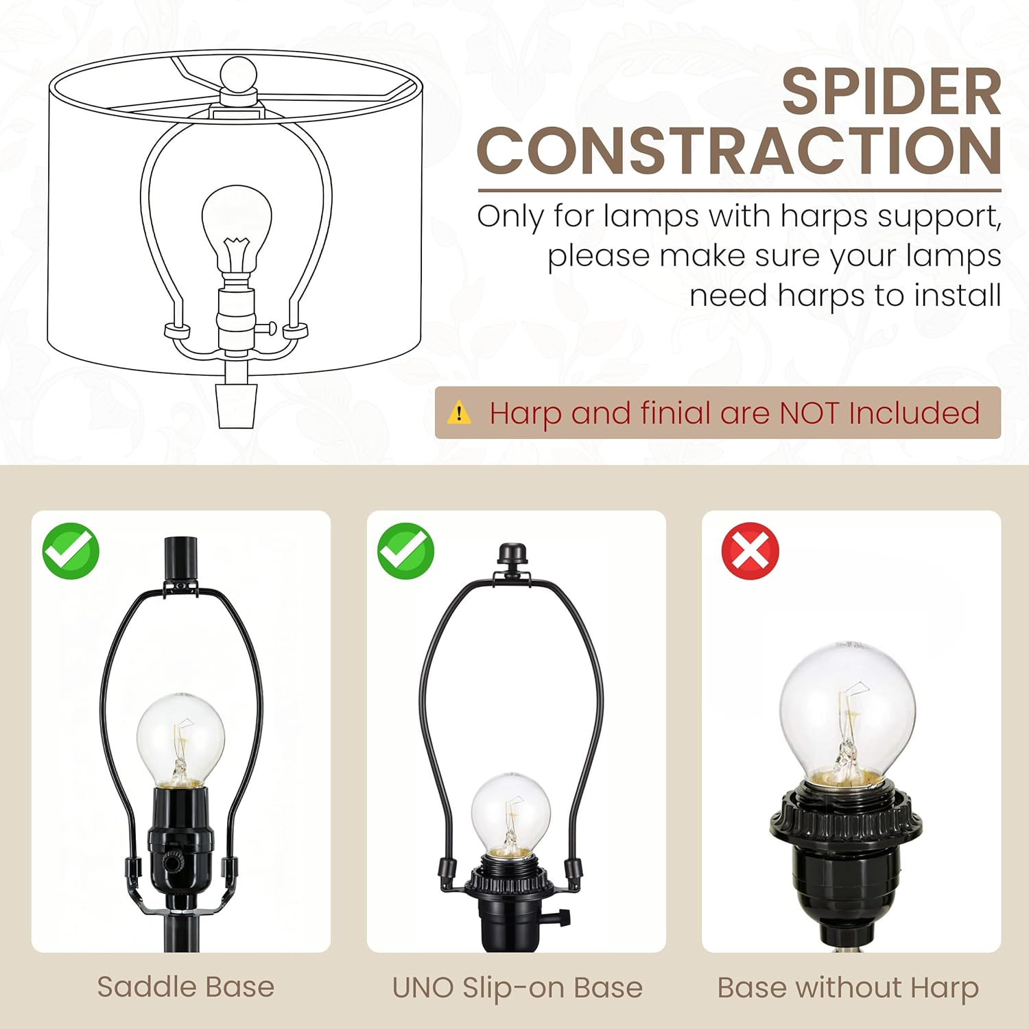 AELS Vintage Lamp Shades Set of 2, Green Botanical Fabric Drum Lampshades for Table or Floor Lamps, 13X13X10 Medium Size (Spider Fitter), Easy Assembly Required image number 1