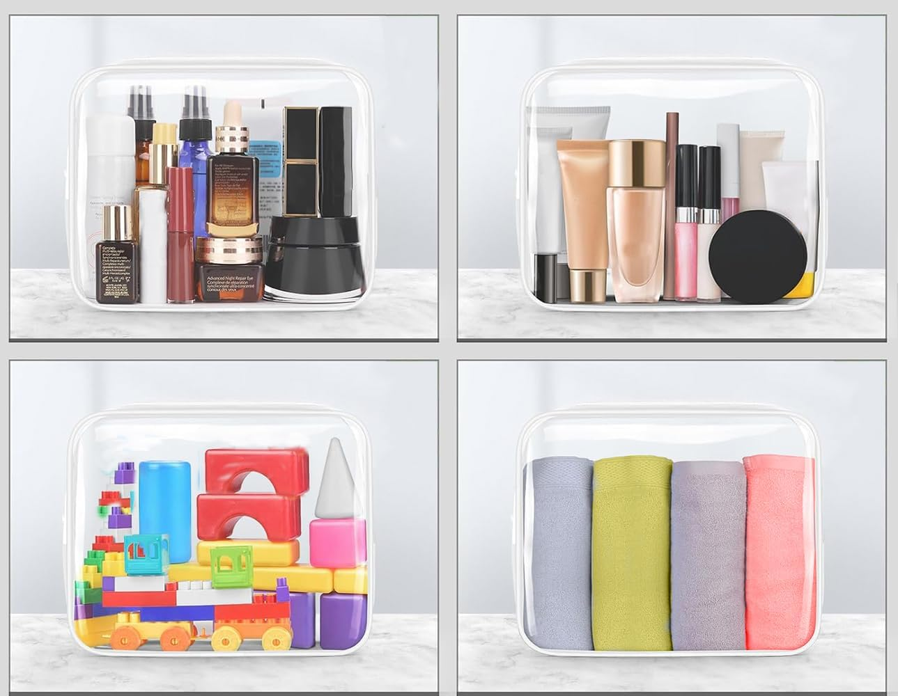 3 Pieces Big Clear Toiletry Bag, Makeup Bags for Travel, PVC Waterproof Travel Small Pouches with Zipper for Men and Women image number 3