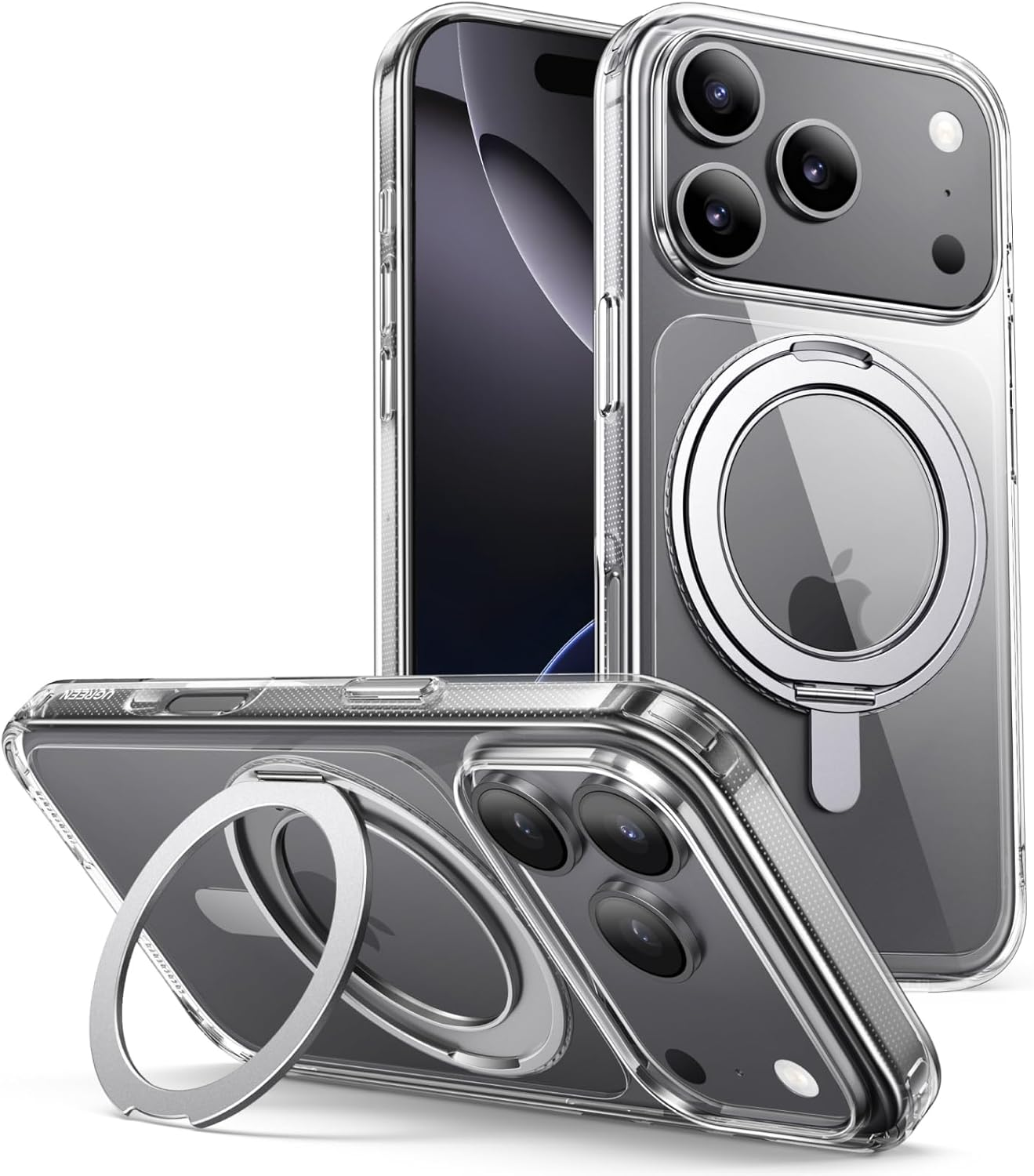 UGREEN 360&deg; Rotatable Magnetic Ring Case Compatible with Iphone 17 Pro Max, Magu Series Magsafe Phone Cover, Revolutionary Icrystal Tech, Mil-Grade Protection, Anti-Scratch, Camera Protective, Black image number 4