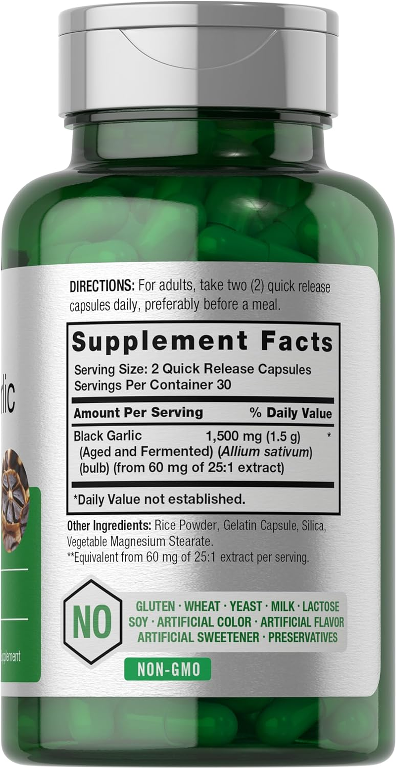 Fermented Black Garlic Capsules | 1000Mg | 60 Count | Non-Gmo, Gluten Free | by Horbaach image number 6