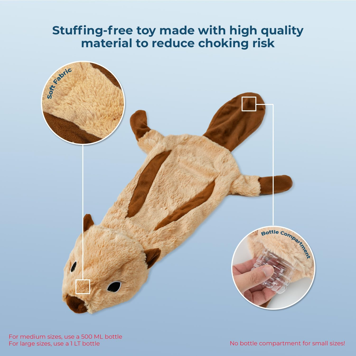 Best Pet Supplies, Inc. 2-In-1 Fun Skin Stuffless Dog Squeak Toy, Medium, Squirrel