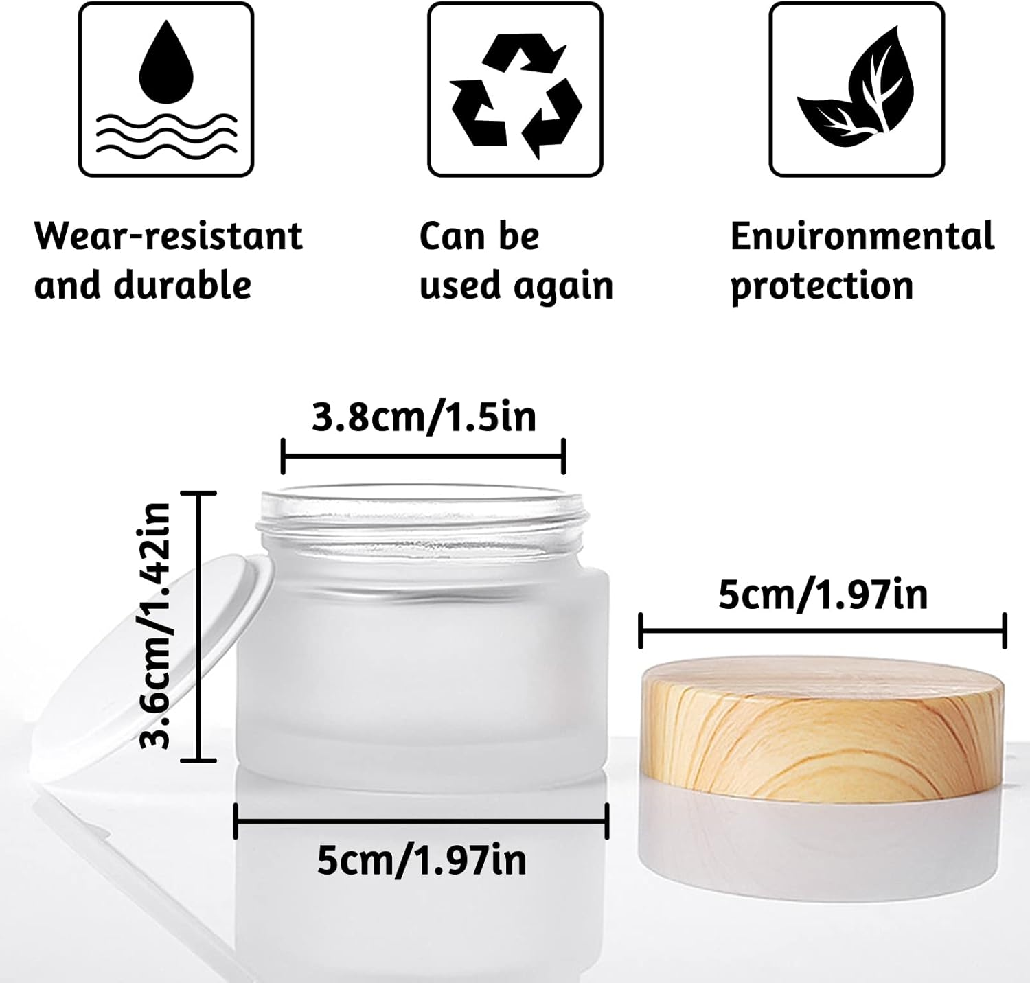 30 Ml Cosmetic Containers with Lids, Pack of 6 Cream Jars Empty Glass Jars for Creams Makeup Storage Cosmetics Creams Lotions Essential Oils image number 4