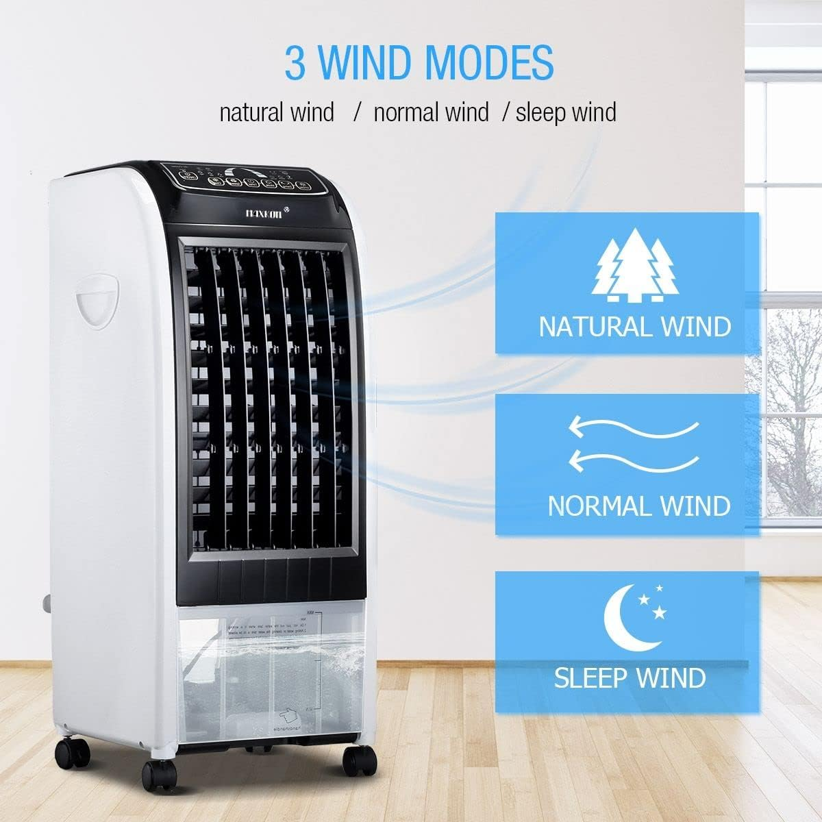 MAXKON 7L Portable Air Conditioner,Evaporative Air Cooler Fan with 3 Modes Black for Home, Office, Study Room, Shops image number 3