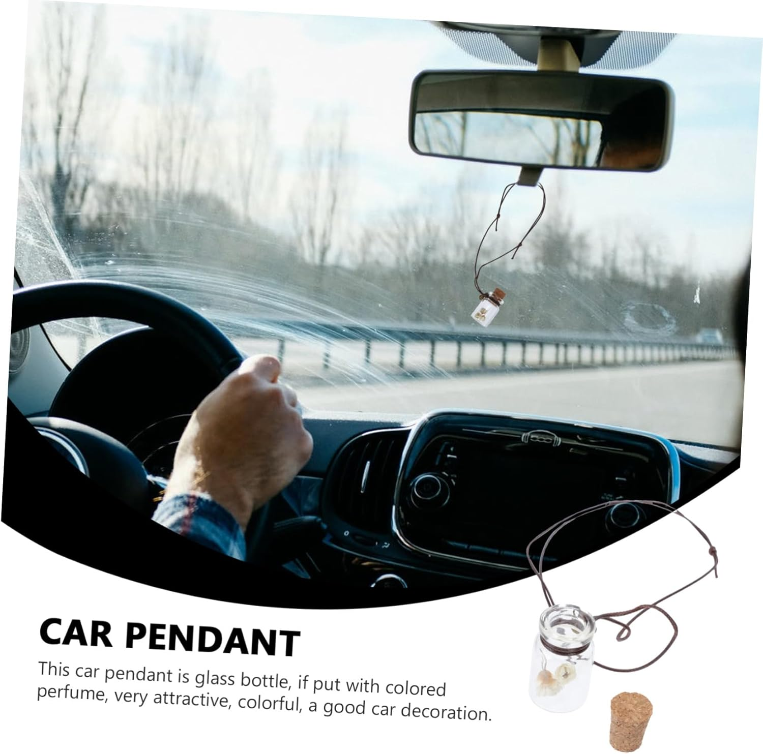 4Pcs Hanging Perfume Bottle Pendant Car Essential Oil Diffuser Decoration Empty Perfume Bottle Pendant for Car Interior image number 3