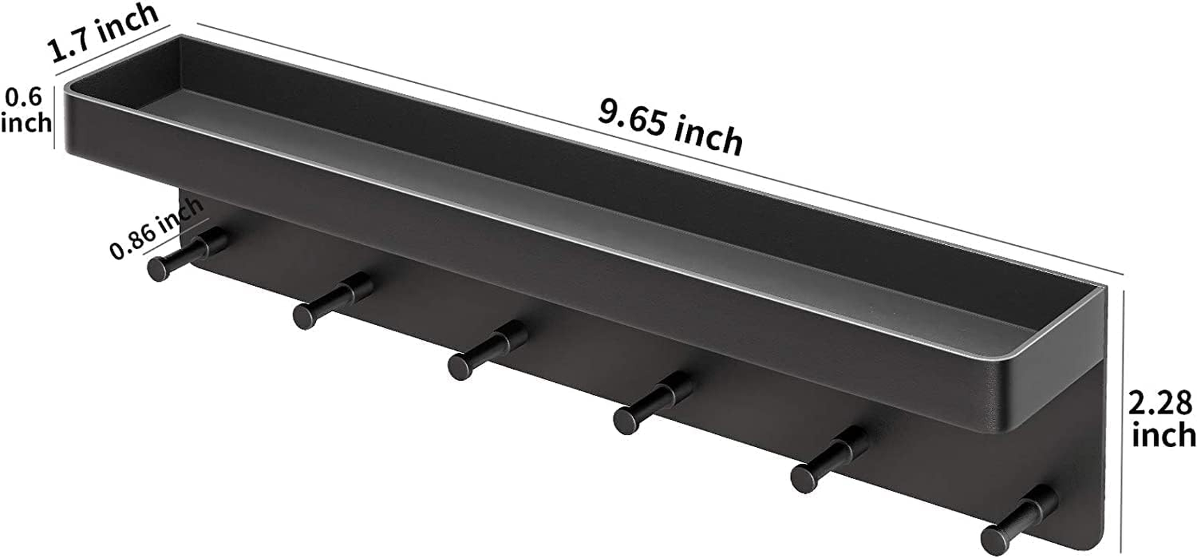 Wall Mounted Mail and Key Holder for Wall Decorative with 6 Key Hooks,Stainless Steel Key Rack Key Hooks for Wall,Key Hanger Mail Holder for Entryway,Hallway,Kitchen,Office Bathroom-Black image number 3