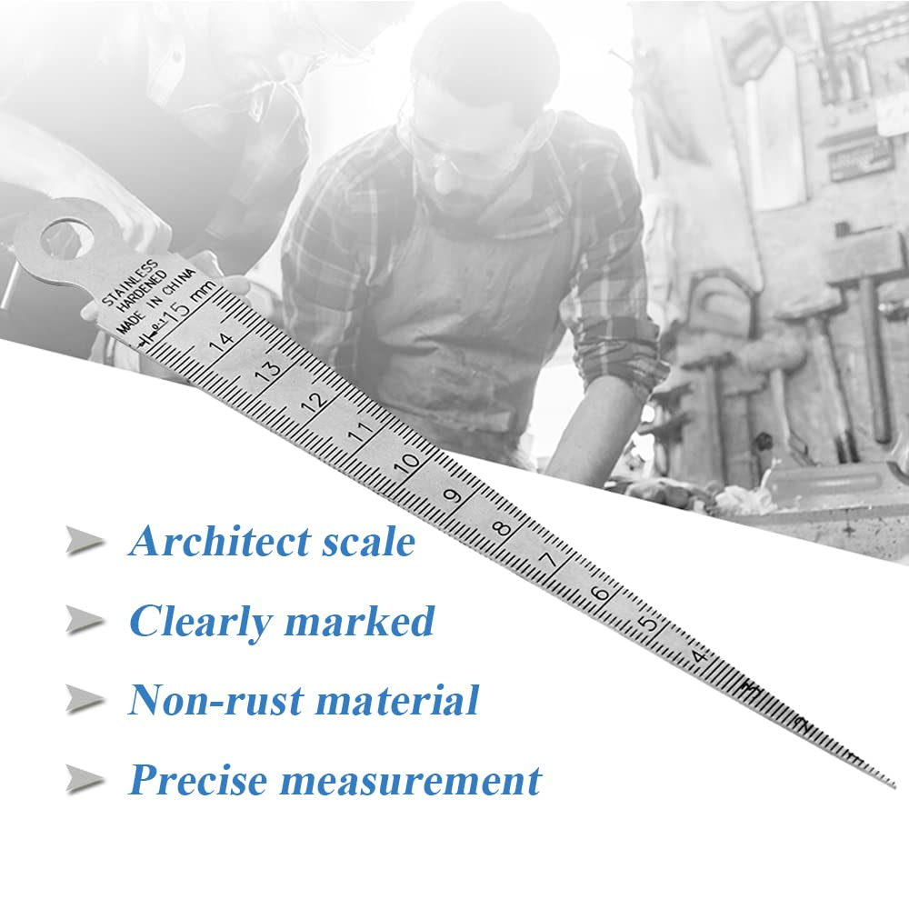 Bestgle Stainless Steel Taper Gauge, 1-15Mm (1/64-5/8 Inch) Feeler Gauge Ruler for Hole, Gap, inside Diameter Measurement