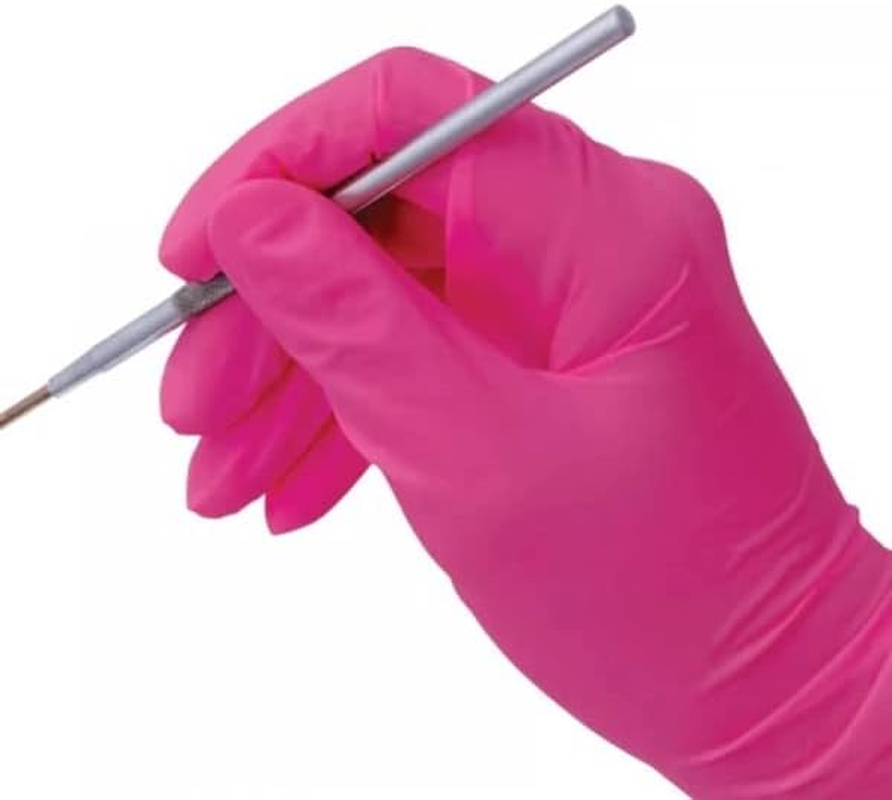 Mastermed Nitrile Gloves 3.5G, Allergy-Safe, Powder-Free, Latex-Free, Natural Rubber, Disposable, Medical, Cleaning, Examination, Chemicals, Tattoos, General Use, Food Safe - (100Pcs, Pink) image number 5