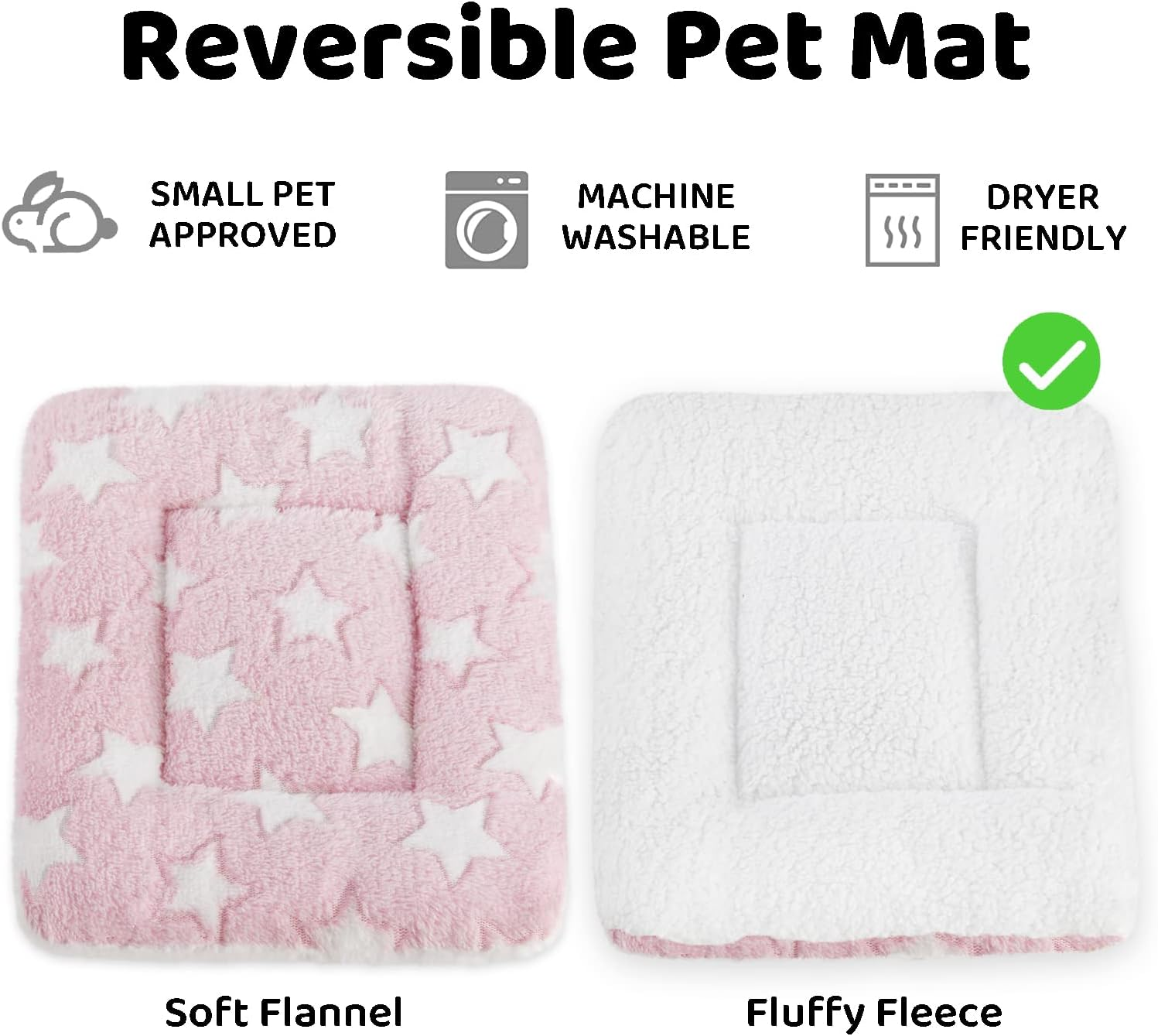 Amakunft 2 Pcs Guinea Pig Bed Mat Washable, Rabbit Winter Bed Pad for Indoor, Warm Small Animal Bed Mattres, Fleece Sleeping Pad for Bunny, Rat, Hedgehog, Sugar Glider, Chinchilla image number 6