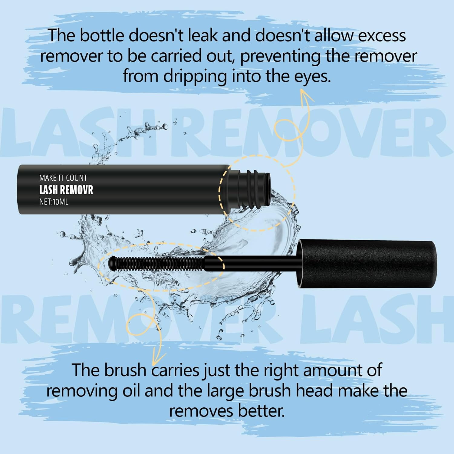 Kevkev Lash Remover for Extensions and Clusters 10Ml with Brush, Cotton Swabs - Easy Removal of Eyelash Adhesive, Bond and Seal image number 4