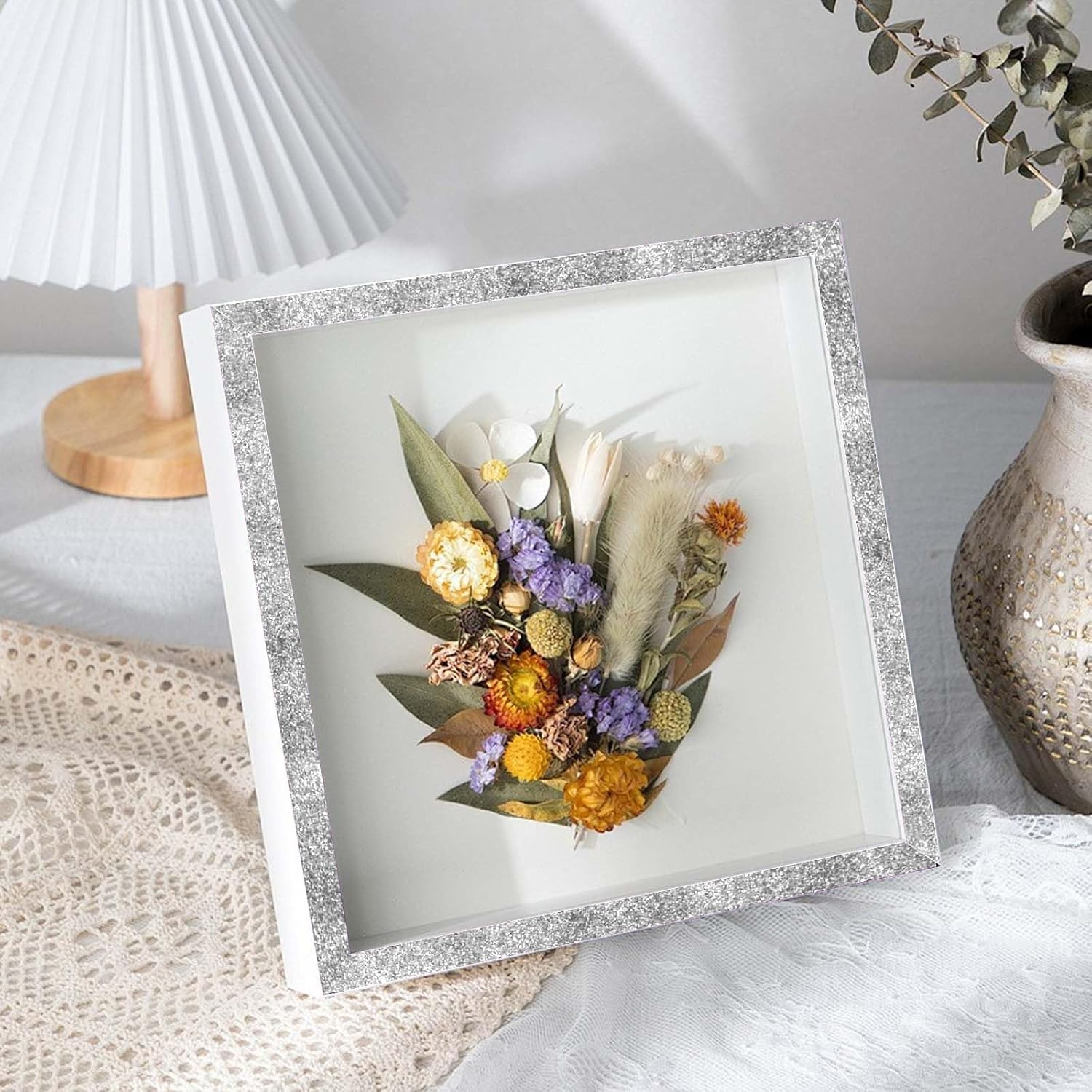 A4 Non-Shed Glitter Cardstock Sheets - Pack of 10-170Gsm Craft Supply for Card Making, Die-Cutting, Crafts Projects - Compatible with Die-Ideal for DIY Creations and School Activities (Silver) image number 6