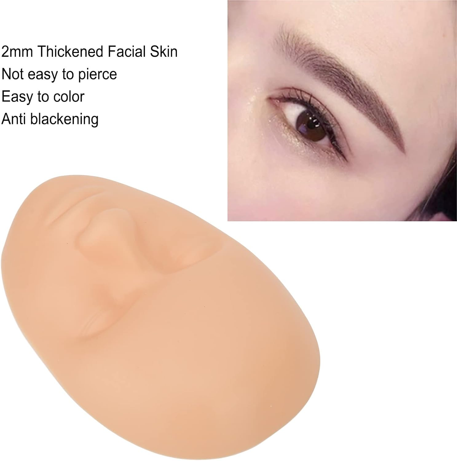 10 Pack Microblading Practice Skin Heads, 3D Soft Silicone Replacement Heads for Eyebrow & Lip Microblading, Universal Fit