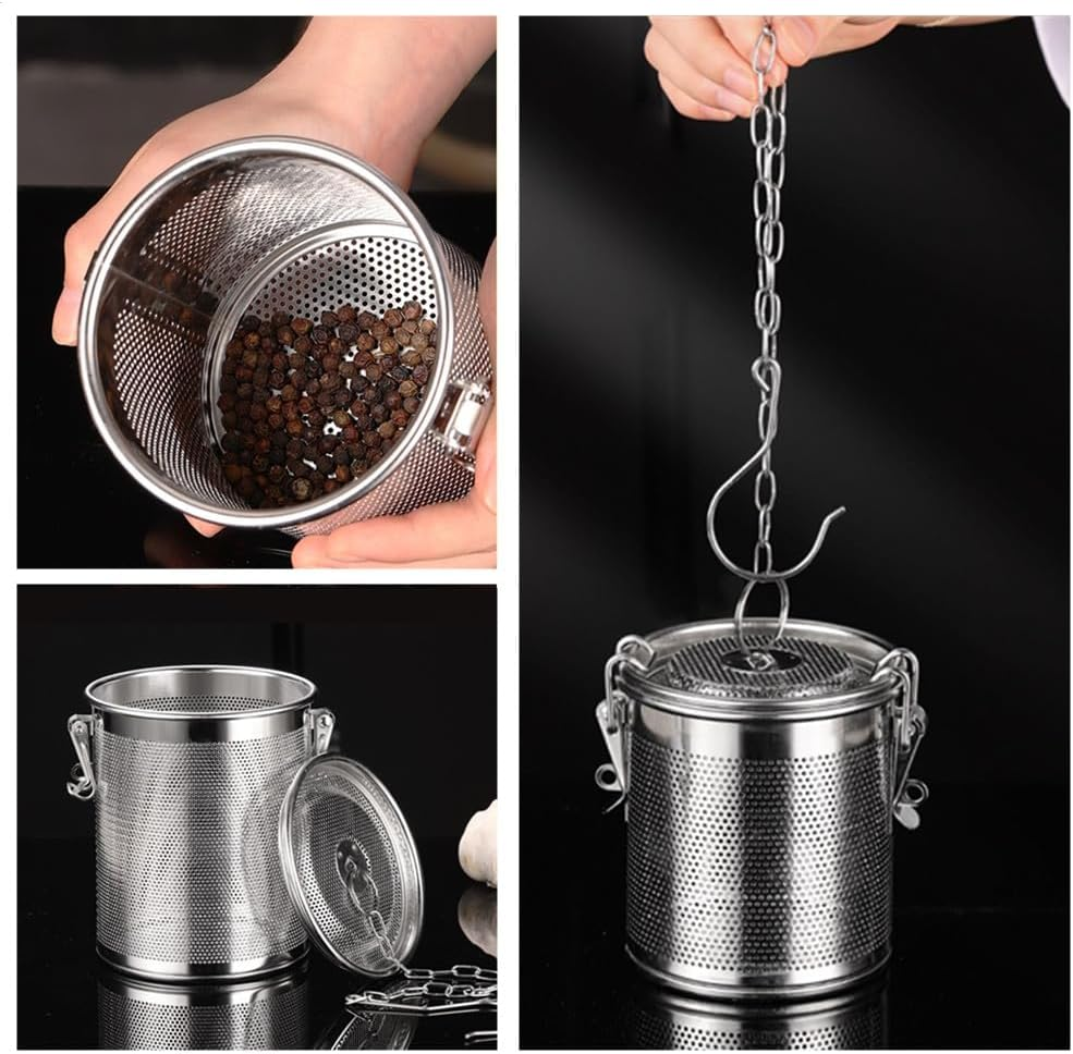 CAASFOOY Stainless Steel Seasoning Bag, Spice Filter, Spice Seasoning Spice Ball, Spice Filter Seasoning Strainer with an Extended Hanging Chain, for Filtering Soup, Tea, Herbs image number 2