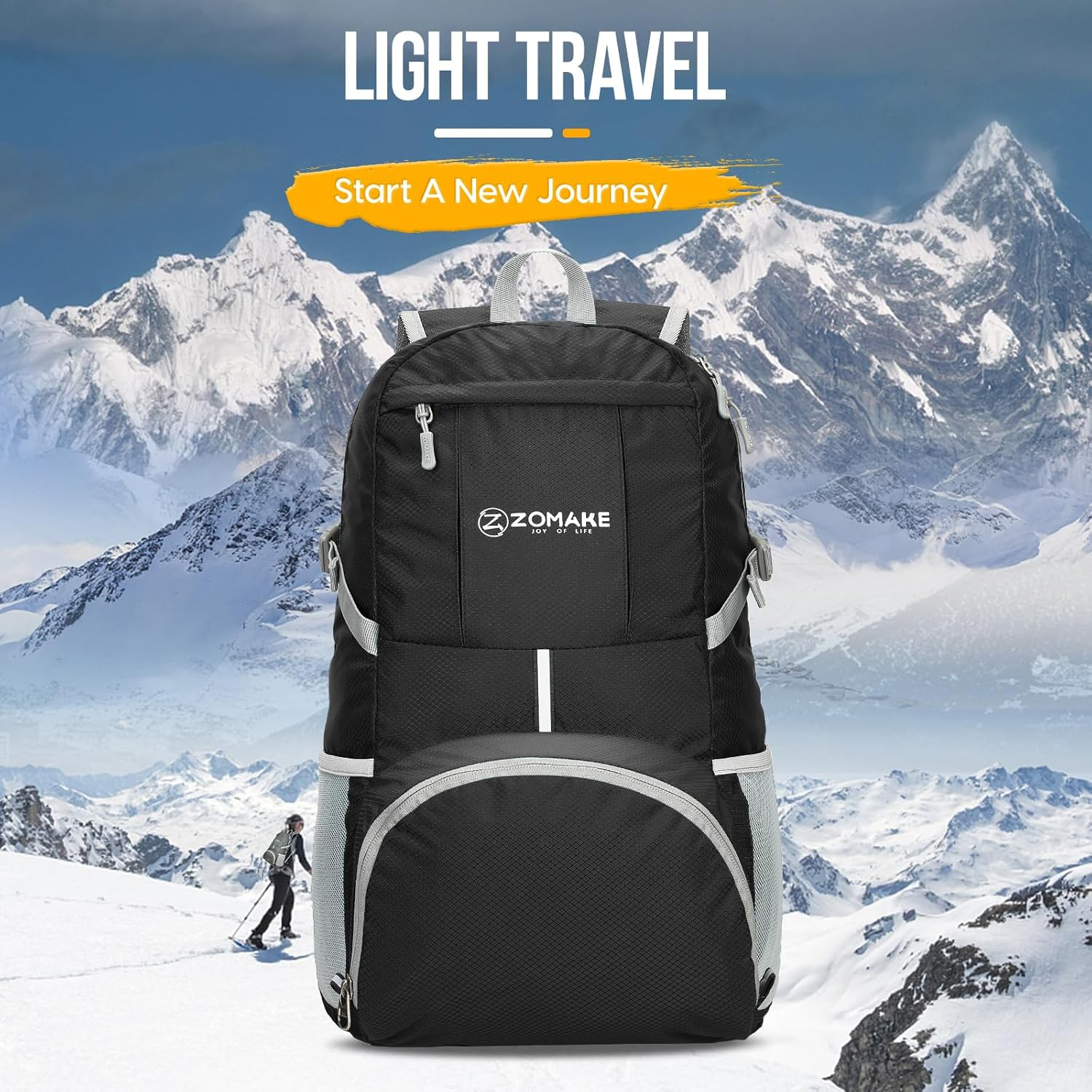 ZOMAKE Foldable Backpack 35L - Lightweight Packable Hiking Daypack Water Resistant Folding Backpacks for Travel Camping Outdoor image number 4