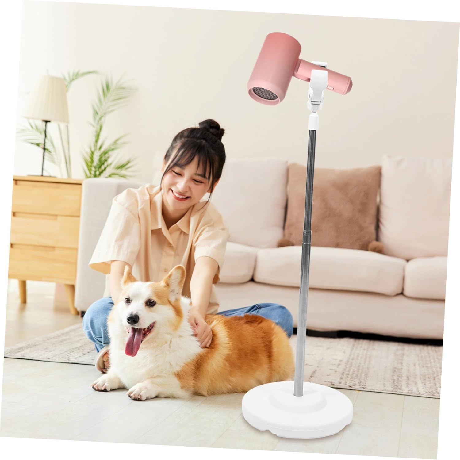 BIUDECO Adjustable Height Pet Hair Dryer Holder Stand Hands Grooming Arm Clamp for Dogs and Cats Convenient Detachable Floor Mount for All Pets image number 6