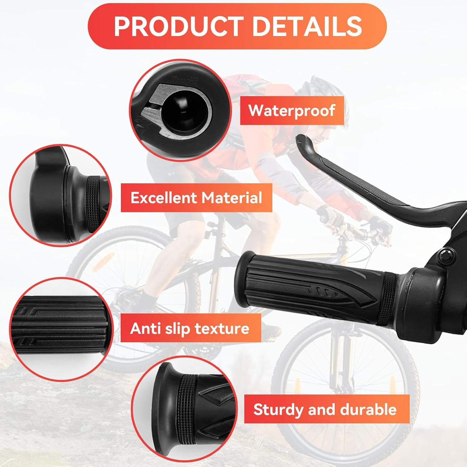 Electric Bike Accessories, 20X Full Twist Throttle,Ebike Parts for 12V 24V 36V 48V 52V 60V 72V, Right Hand Mount, 3PIN SM Plug 1Pack Black