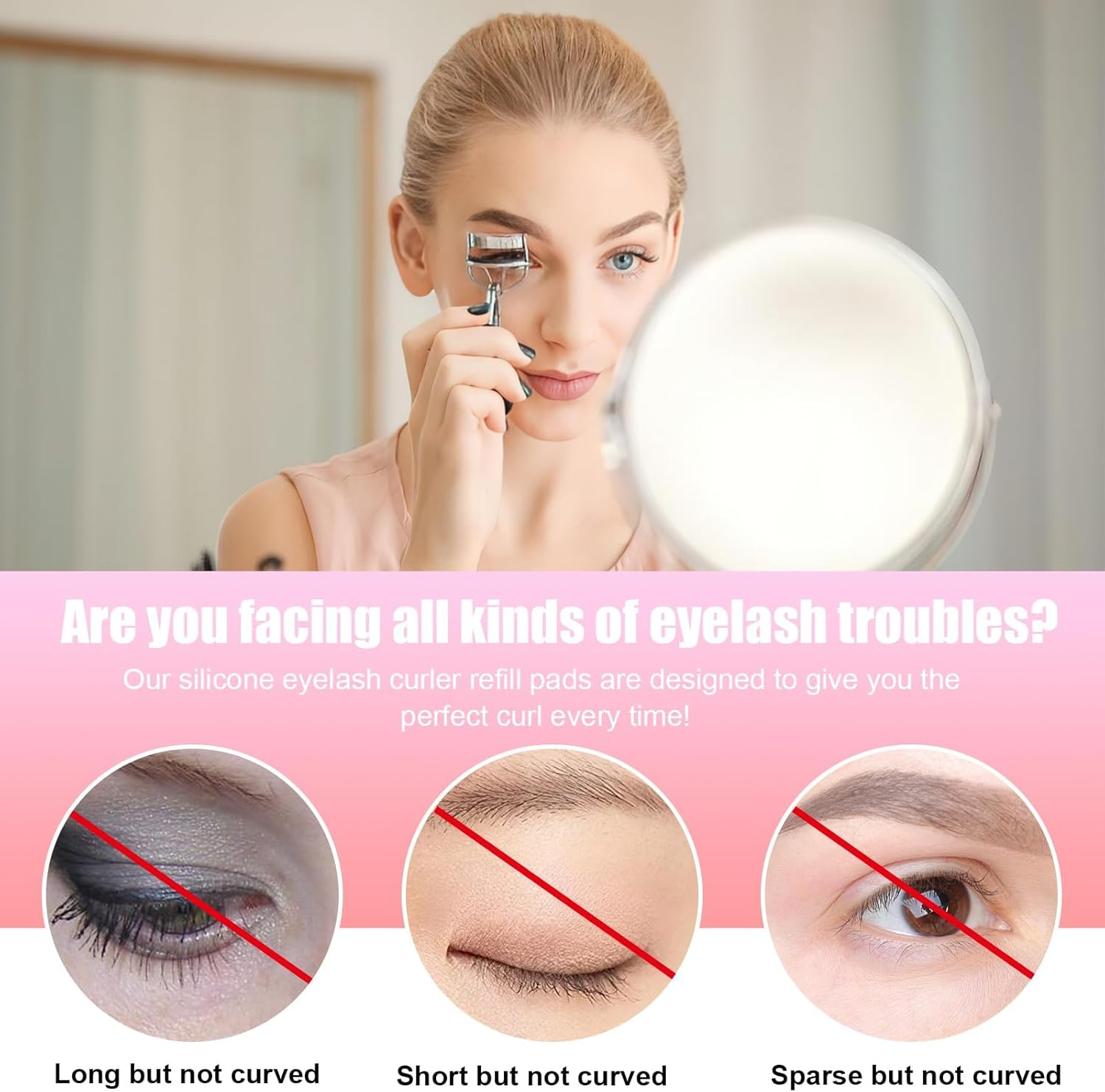 Eyelash Curler Pads, 30 Pcs Silicone Eyelash Curler Pads, Eyelash Curler Strip for Universal Eyelash Curler (Black) image number 3