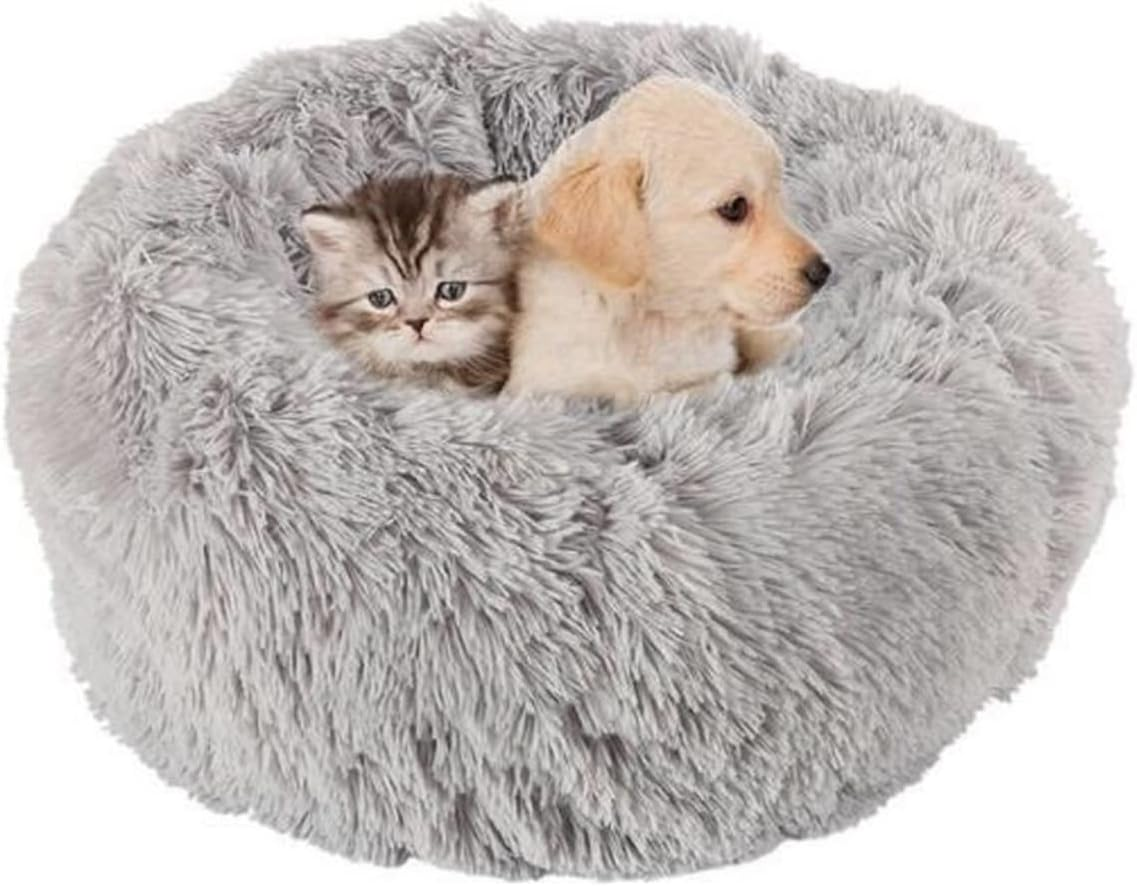 Calming Dog Beds for Small Medium Large Dogs - round Donut Washable Dog Bed, Anti-Slip Faux Plush Fluffy Donut Cuddler Anxiety Cat Bed， Diameter39In image number 6