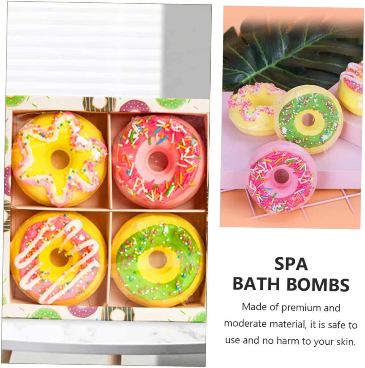 PLAFOPE 4Pcs Essential Oils Spa Balls Moisturizing Hydrating Doughnut Shape Shower Salt Balls Random Style image number 2