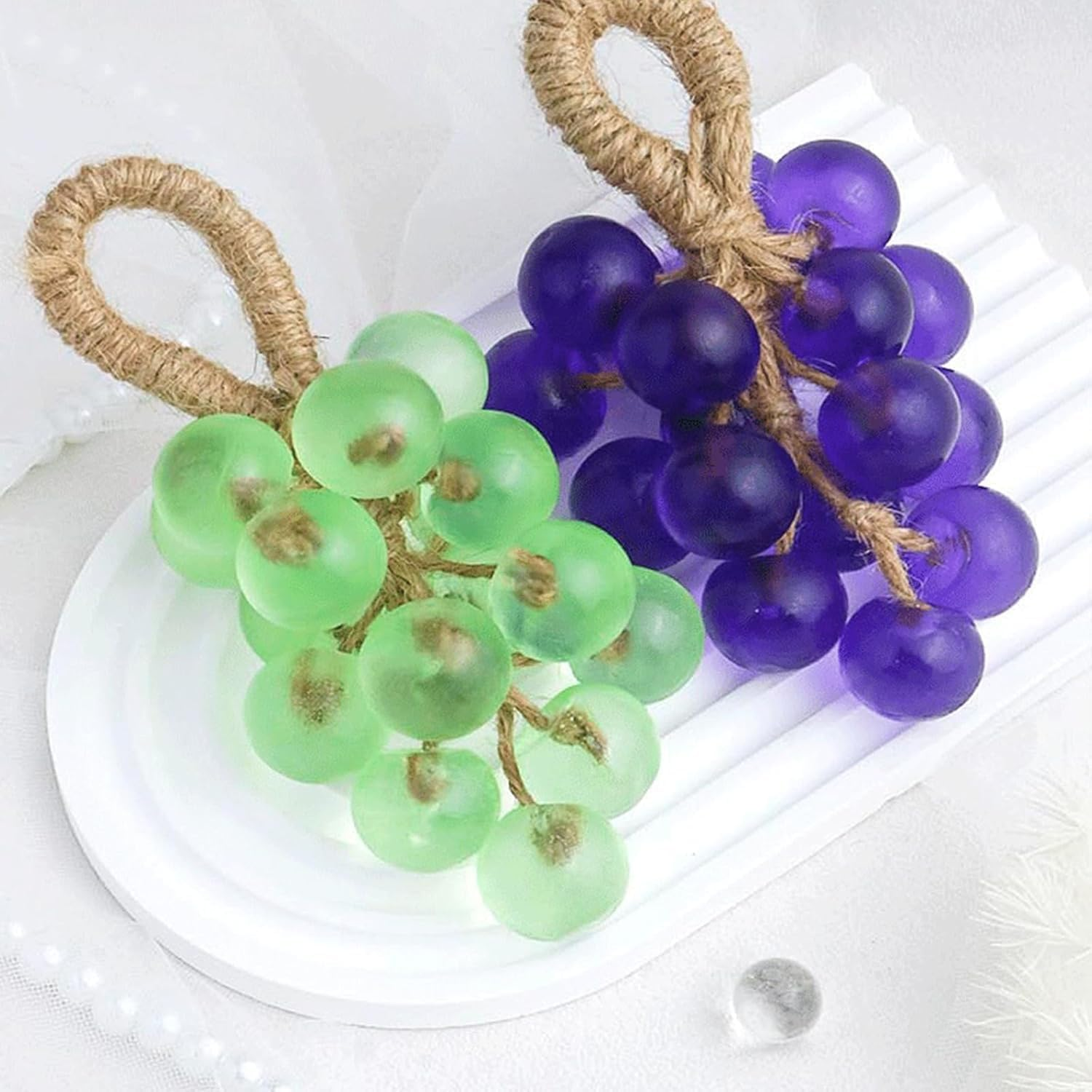 Grape Soap on a Rope, Handmade Grape Cluster Soap for Hand Face, Natural Cold Process Artisan Soaps for Washing Fresh Air, Men and Women (Red(Rose Scent))