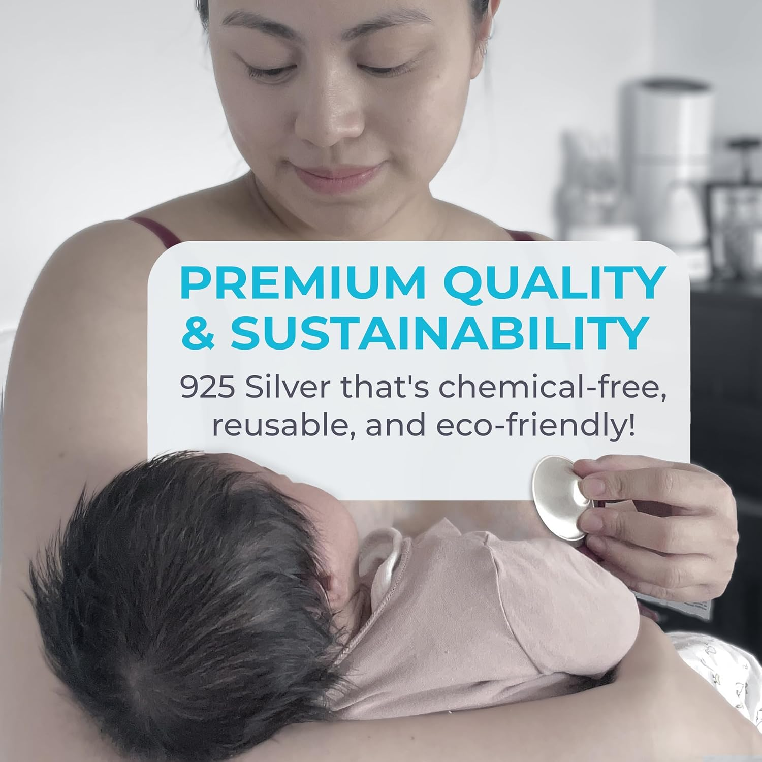 Lactivate Silver Nursing Cups L/XL 53Mm &ndash; Pure Solid 925 Sterling Silver Nipple Shield for Breastfeeding &ndash; Soothe Sore, Cracked Nipples &ndash; Set of Two Breast Shields in a Soft Storage Pouch