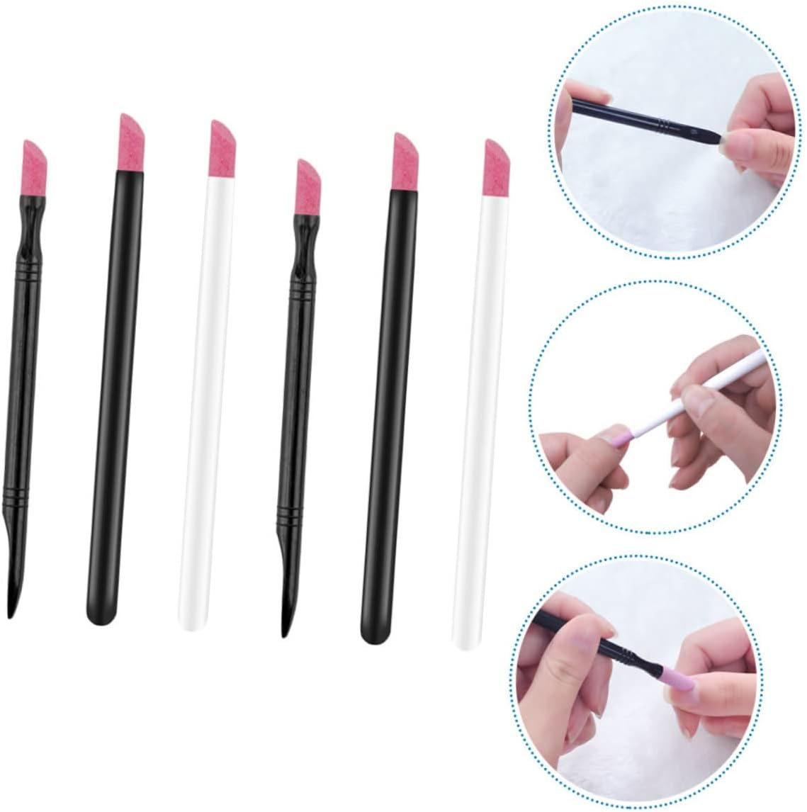 6Pcs Nail Grinding Pens for Manicure and Pedicure Abs Cuticle Remover Tools Practical Dead Skin Cleaning and Nail Engraving Accessories for Professional and Home Use
