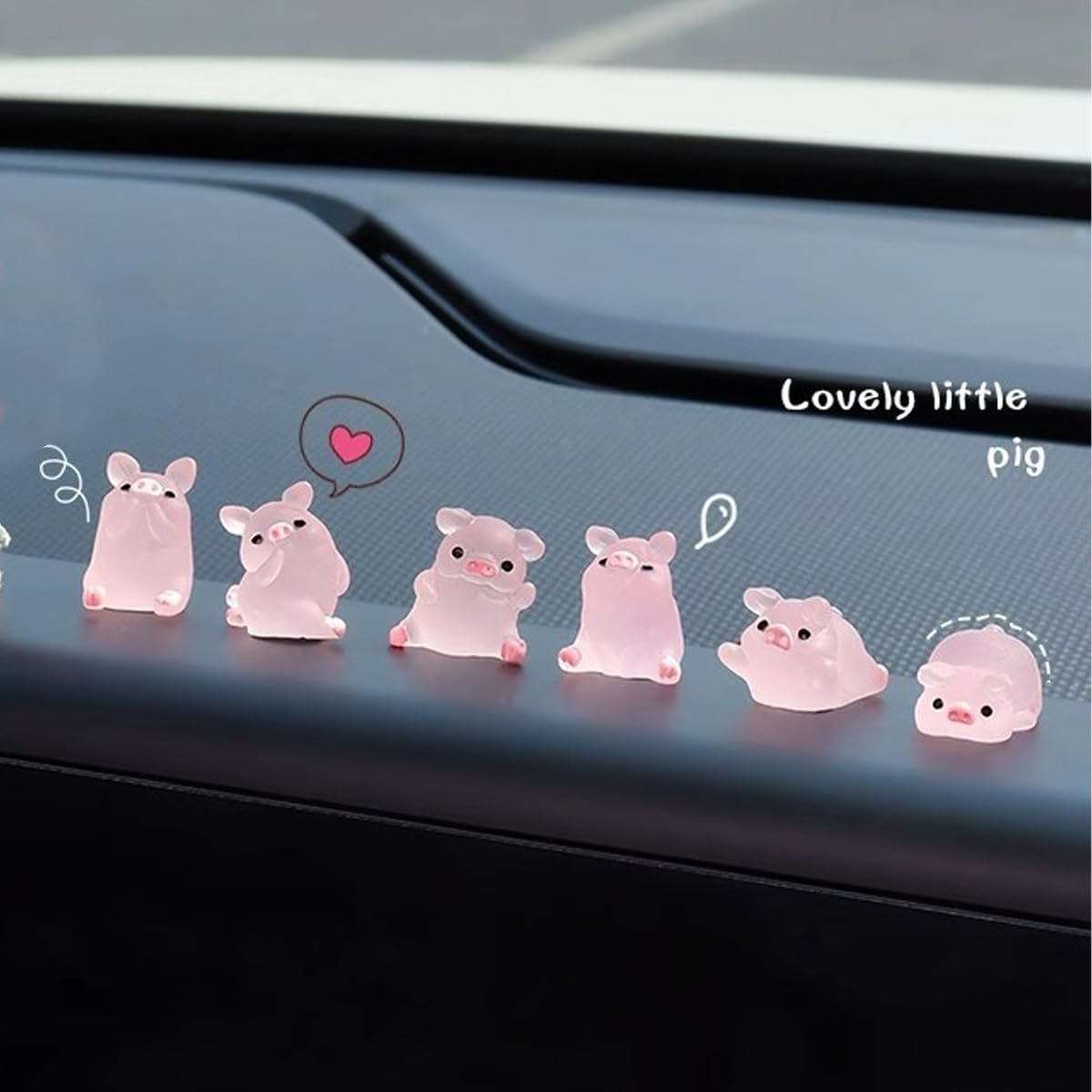 6PCS Cute Pig Car Dashboard Decor, Car Door Rear View Mirror Funny Interior Car Accessories for Automotive Window Home Garden Decorations (Pig) image number 2