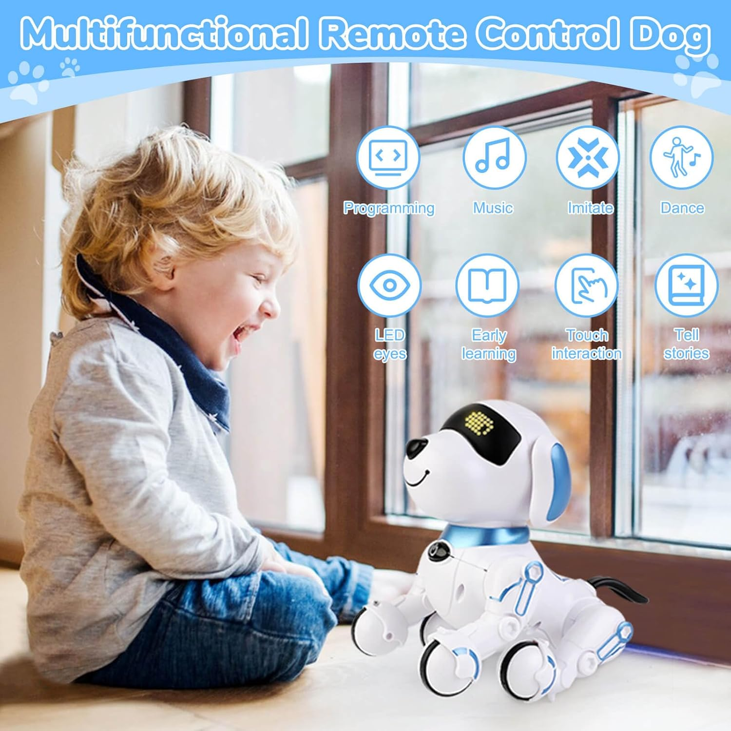 Robot Dog Toys for Kids 8 9 10 11 12, Remote Control Dogs, Robot Dog for Kids 8-12, Pet Robotic, Electric Dog Toy, Robotic Dogs, Toys for 5 6 7 8 9 10 11 12 Years Old Boys Girls, Blue, Y878 image number 5