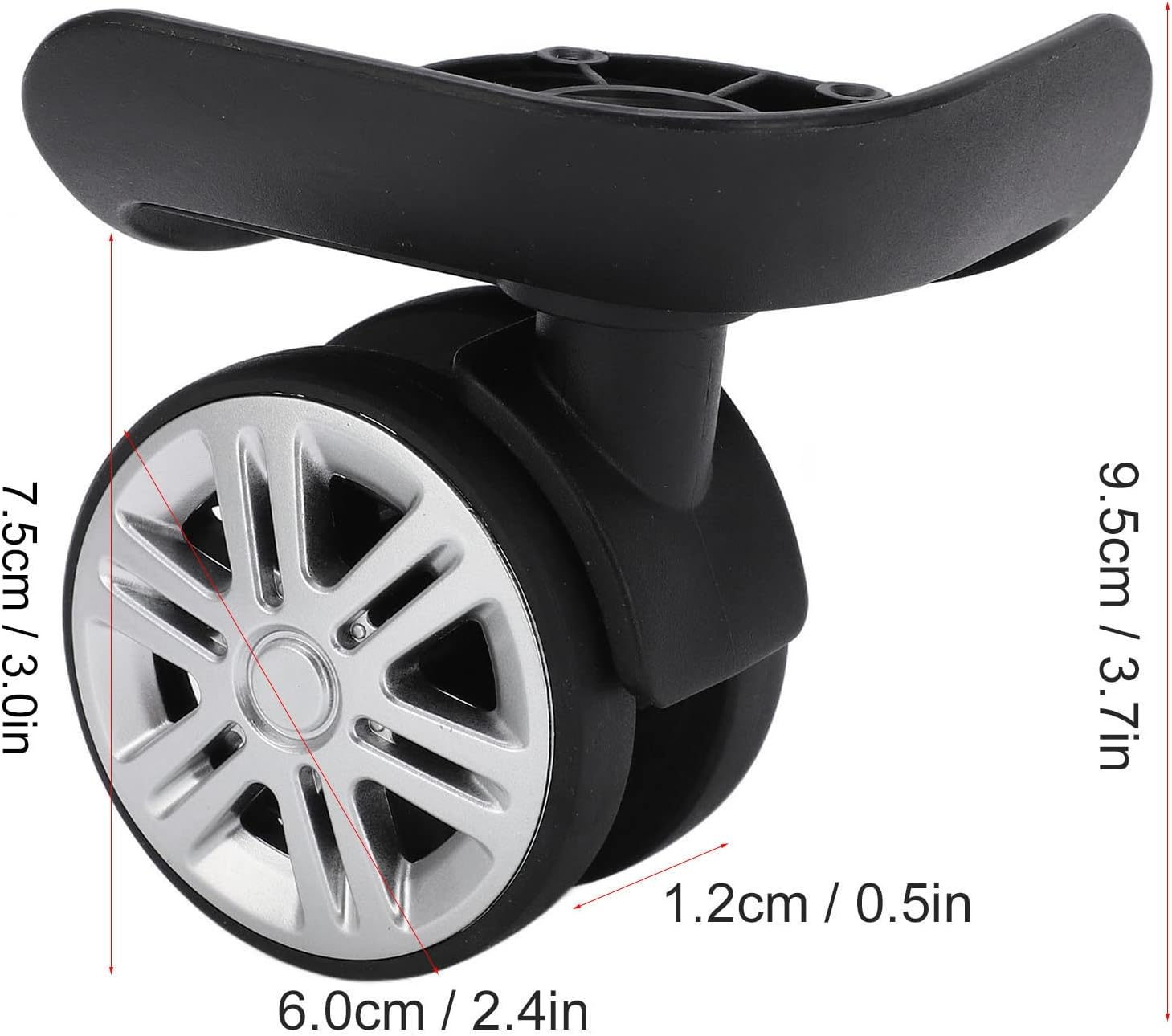 KOSDFOGE Suitcase Caster, 1 Pair Luggage Replacement Wheels Quiet Suitcase Luggage Caster Wheels Repair Parts image number 1