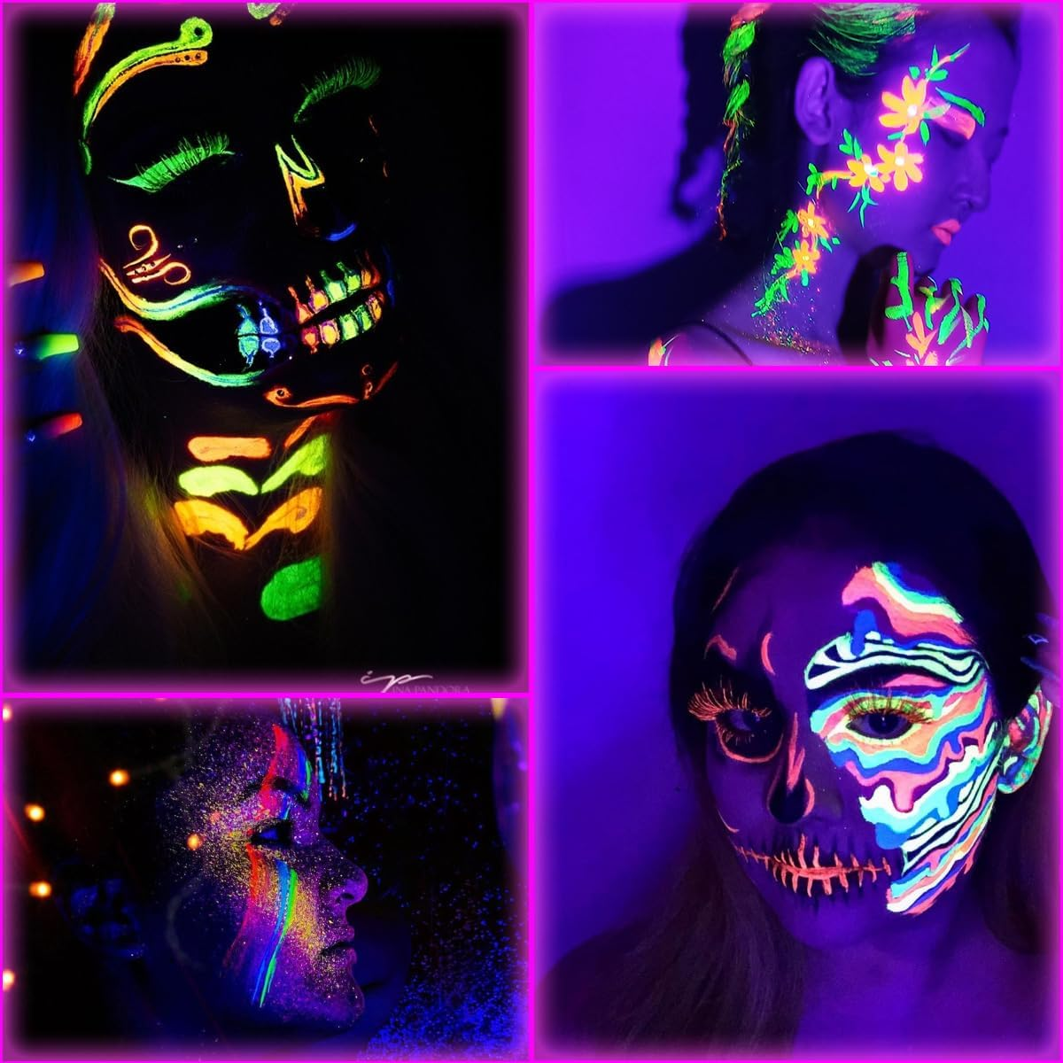 Bowitzki Professional Face Paint Body Paint Water Based Face Painting Makeup Safe for Kids and Adults Split Cake Single Color 30G Halloween Christmas Party (Neon Blue) image number 2