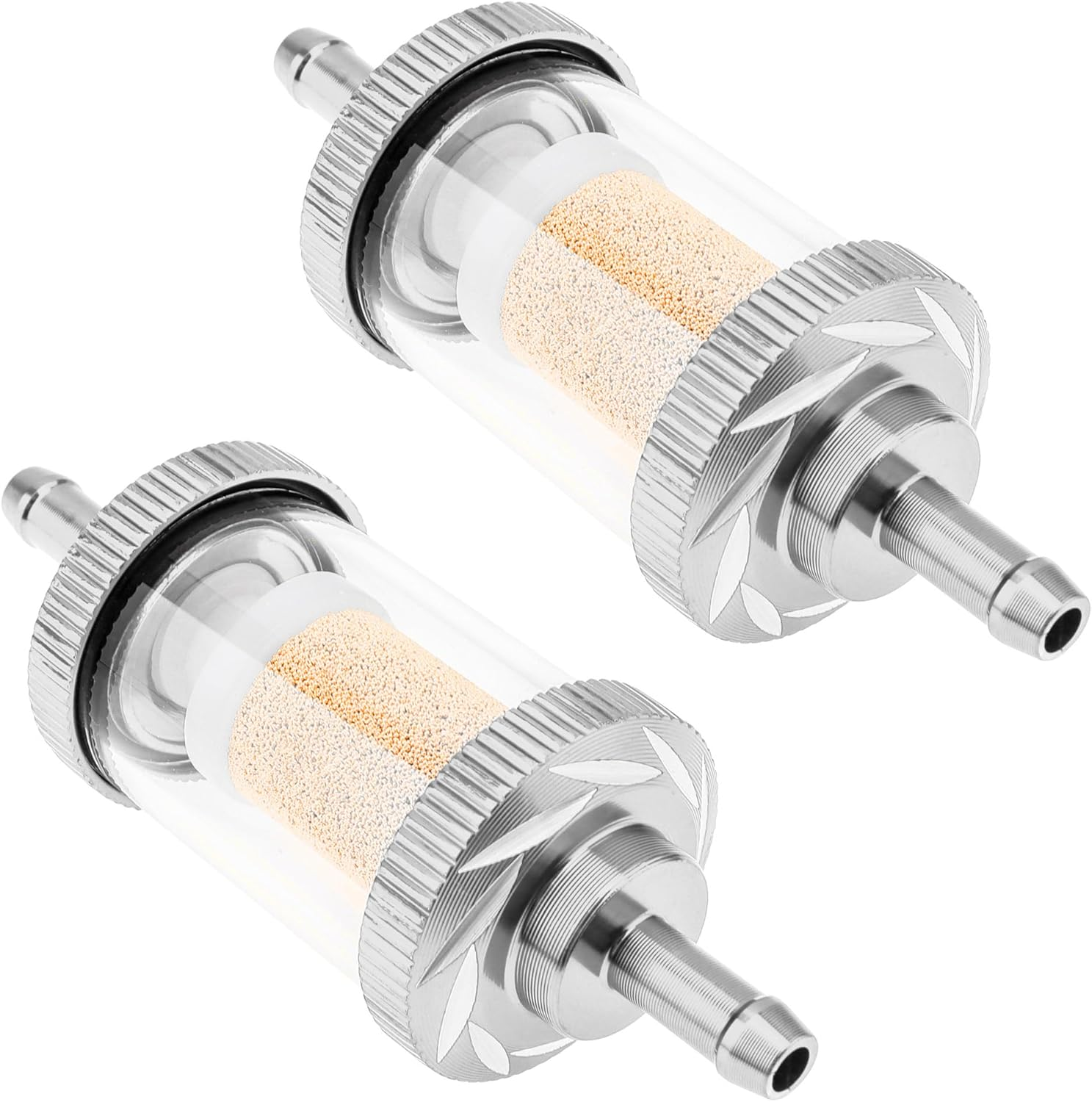 Windance 2PCS 5.3Mm 0.21Inch Aluminum Alloy Fuel Filter,Glass Inline Reusable Gasoline Filter for Motorcycle Scooter ATV Dirt Pit Bike Off-Road Motocross (Silver) - Blue image number 5