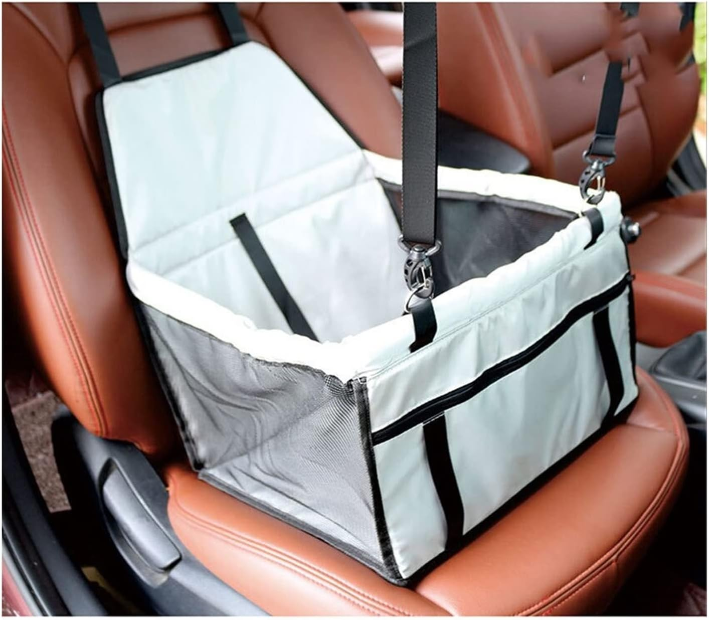 Dog Car Seat Cover Dog Car Seat Cover Folding Hammock Pet Back Bag Carry Small Dog Transport Dog Hammock(Color:Beige,Size:With Zipper)