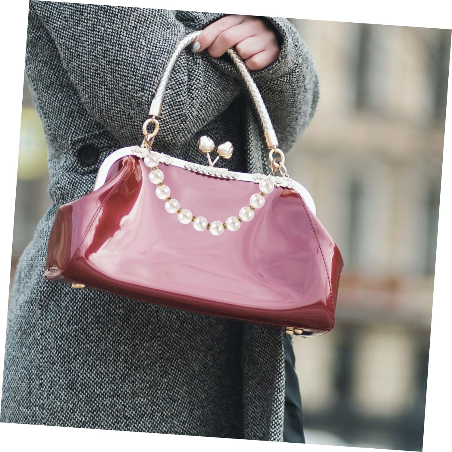 Hohopeti Metal Pearl Chain Luggage Straps Belts for Women Clutch Bags Handbag Strap Suitcase DIY Purse Chain Replacement image number 4