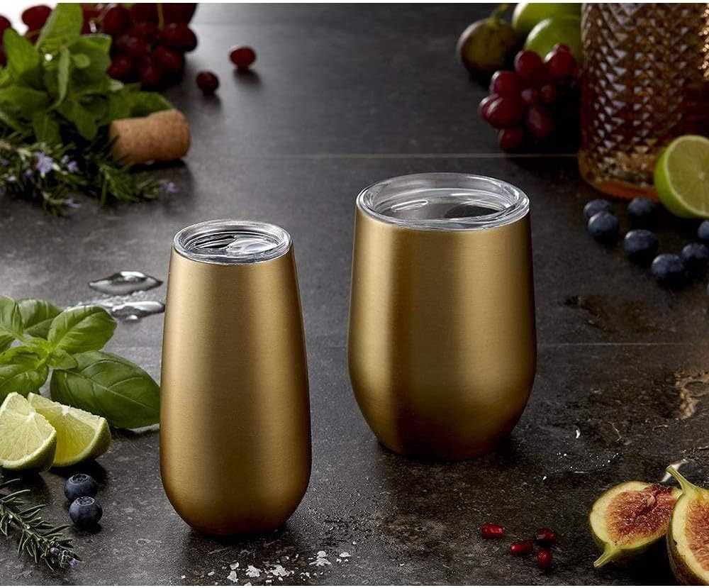 2Pc Tempa Sawyer after Hours Wine/Champagne Tumbler Set Hot/Cold Matte Black