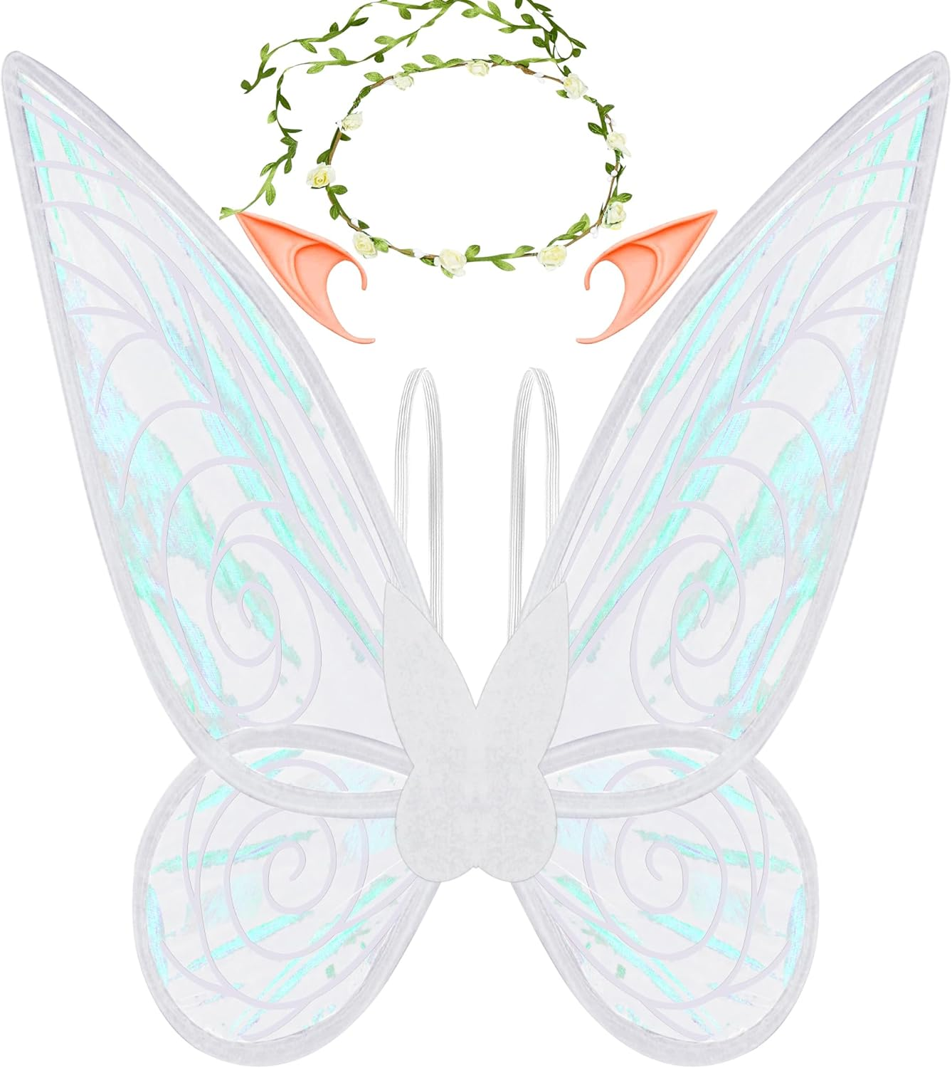 U-Goforst Fairy Wings Costume Set Sparkle Butterfly Fairy Angel Wings Party Favors Halloween Dress up Cosplay for Women Girls (Green), Universal - Blue image number 4