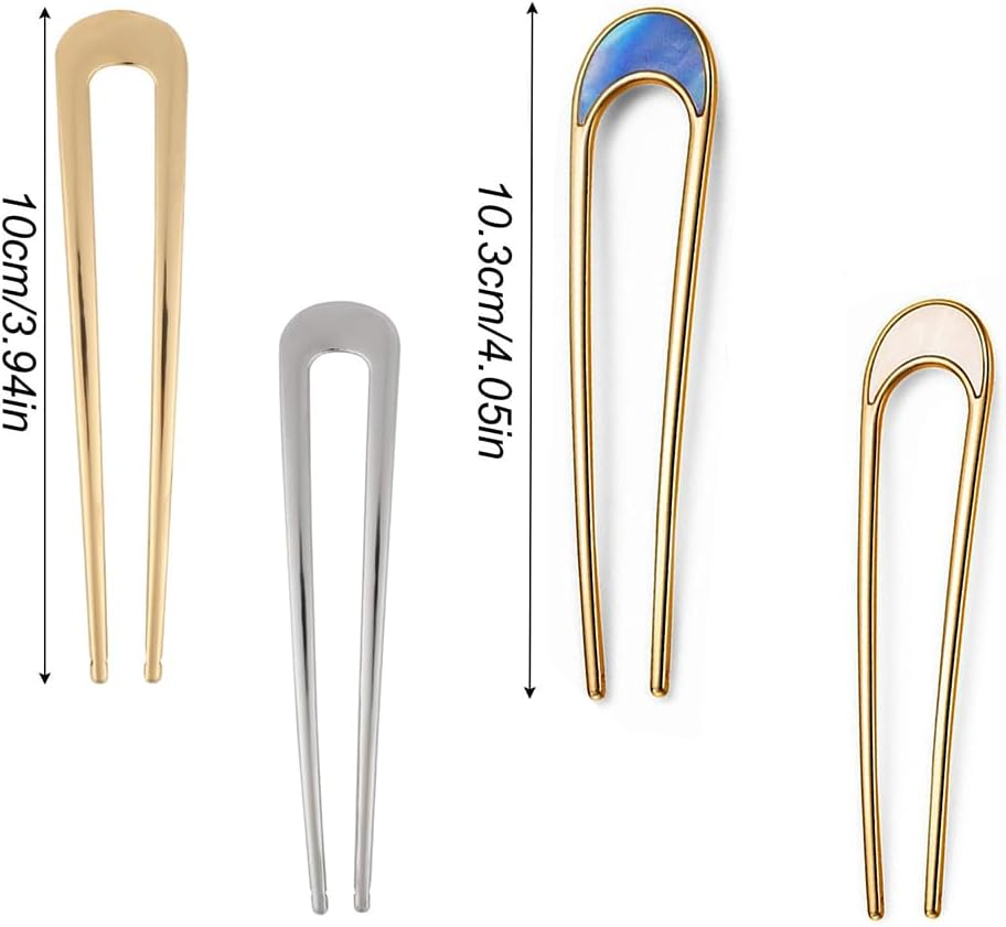 8 Pcs U-Shaped Hairpins for Buns & French Twist, Alloy Metal Hair Forks for Women, Secure Hold Hair Accessories for Thick/Thin Hair image number 1