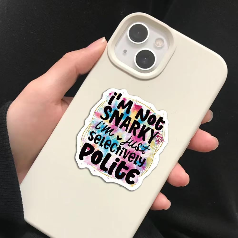 50 PCS Sarcastic Stickers - Funny, Snarky Quotes for Water Bottle, Laptop, Phone, Hard Hat, Bumper & Gifts - Boho Indian image number 4