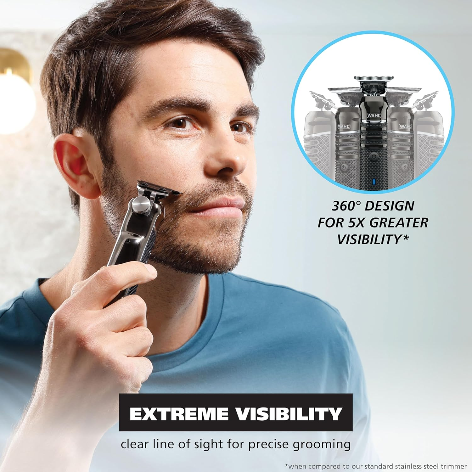 Wahl USA Pro Series High Visibility Skeleton Style Trimmer, Lithium-Ion Cordless USB Rechargeable All in One Shaving & Close Cutting Beard Trimmer for Men with near Zero Gap Blade &ndash; 3026018 image number 5