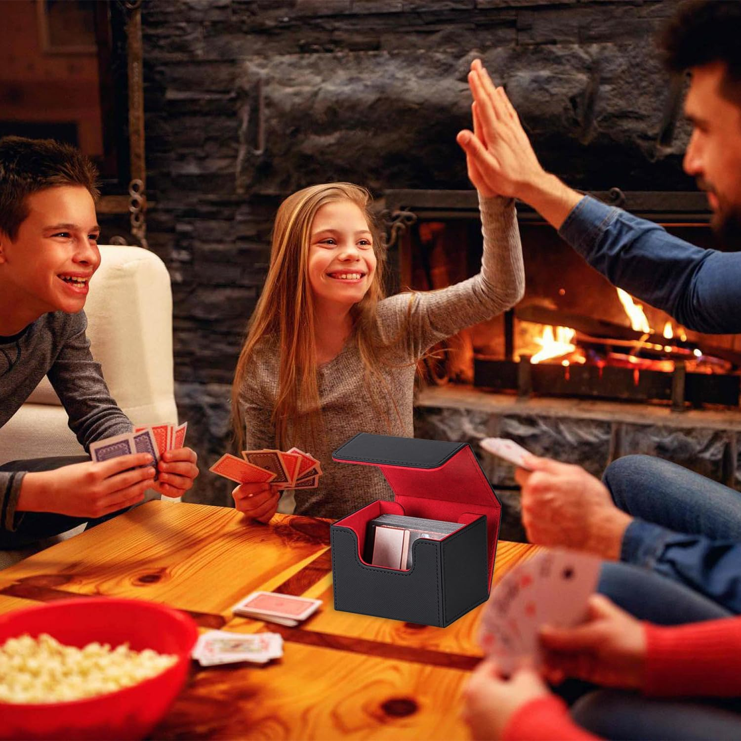 2 Boxes Leather Deck Boxes, Large Size Fit 100+ Sleeved Cards, Compatible with MTG TCG image number 2