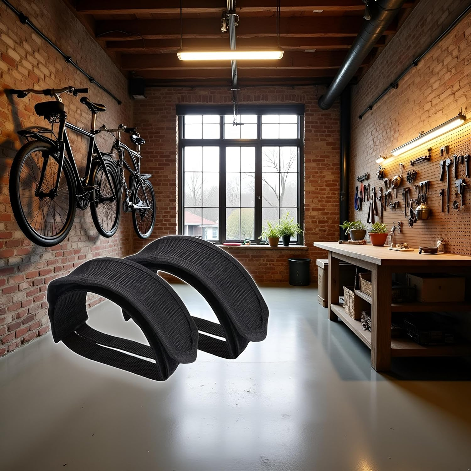 2Pcs Black Beam Strap Pedal Straps Cycling Bike Accessories, Foot Pedal Straps Toe Clips Straps Tape Cycling Parts and Components for Fixed Gear Bike, Sports and Outdoors image number 4