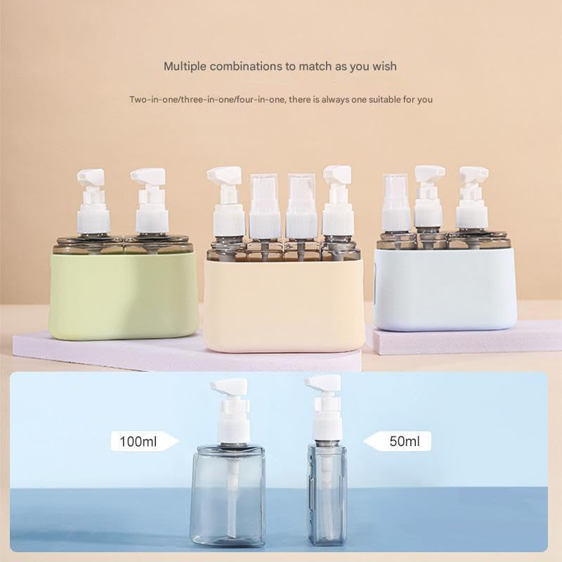 Travel Separate Bottling Combination Suit Portable Spray Bottle Washing Press Bottle Cosmetics Combined Separate Bottling Cosmetic Case (Light Beige, 10 * 1.6 * 12CM) image number 3